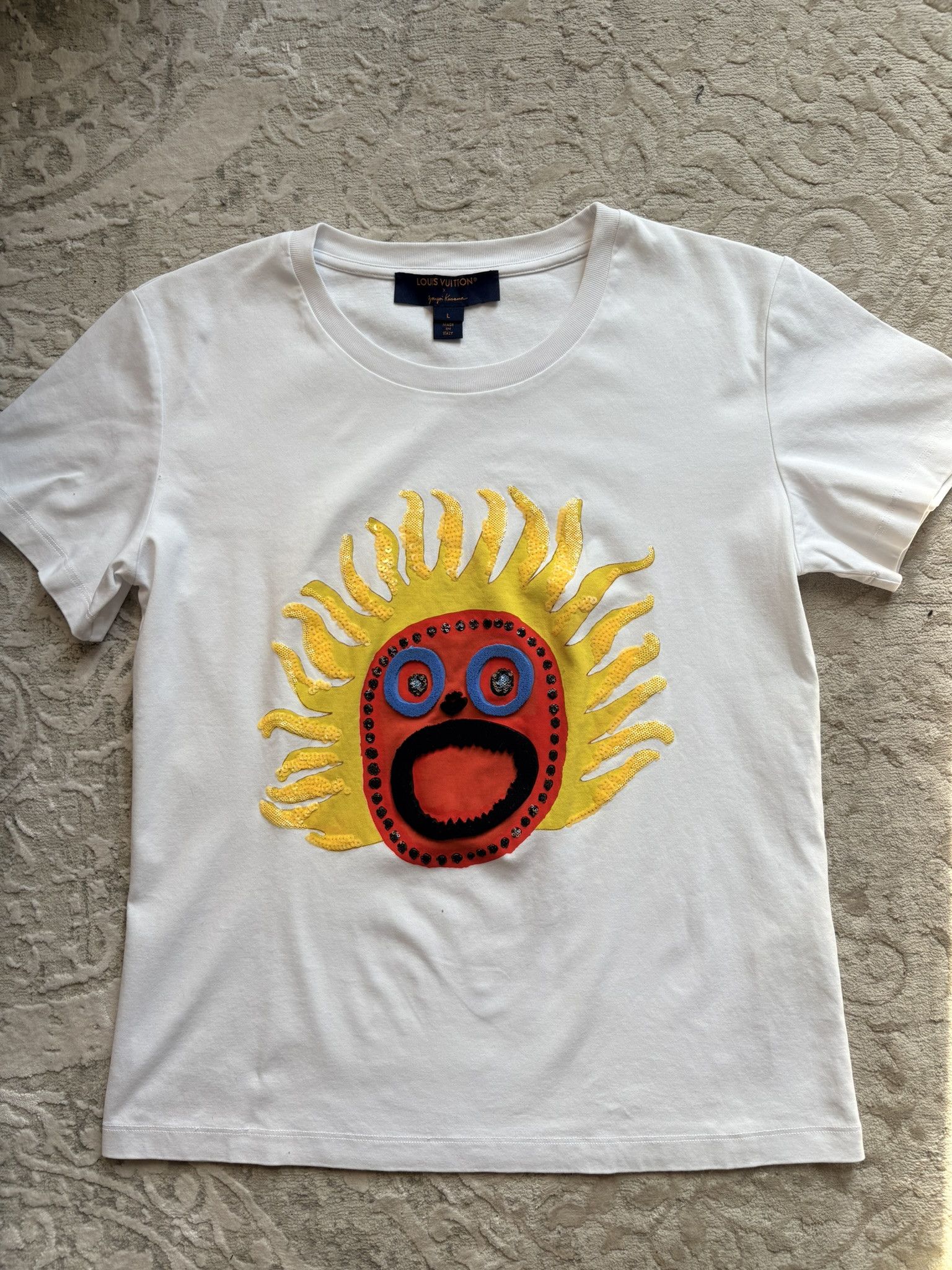 Louis Vuitton × Yayoi Kusama Louis Vuitton x Yayoi Kusama Sun Face T-Shirt White Size L / US 10 / IT 46 - 3 Thumbnail