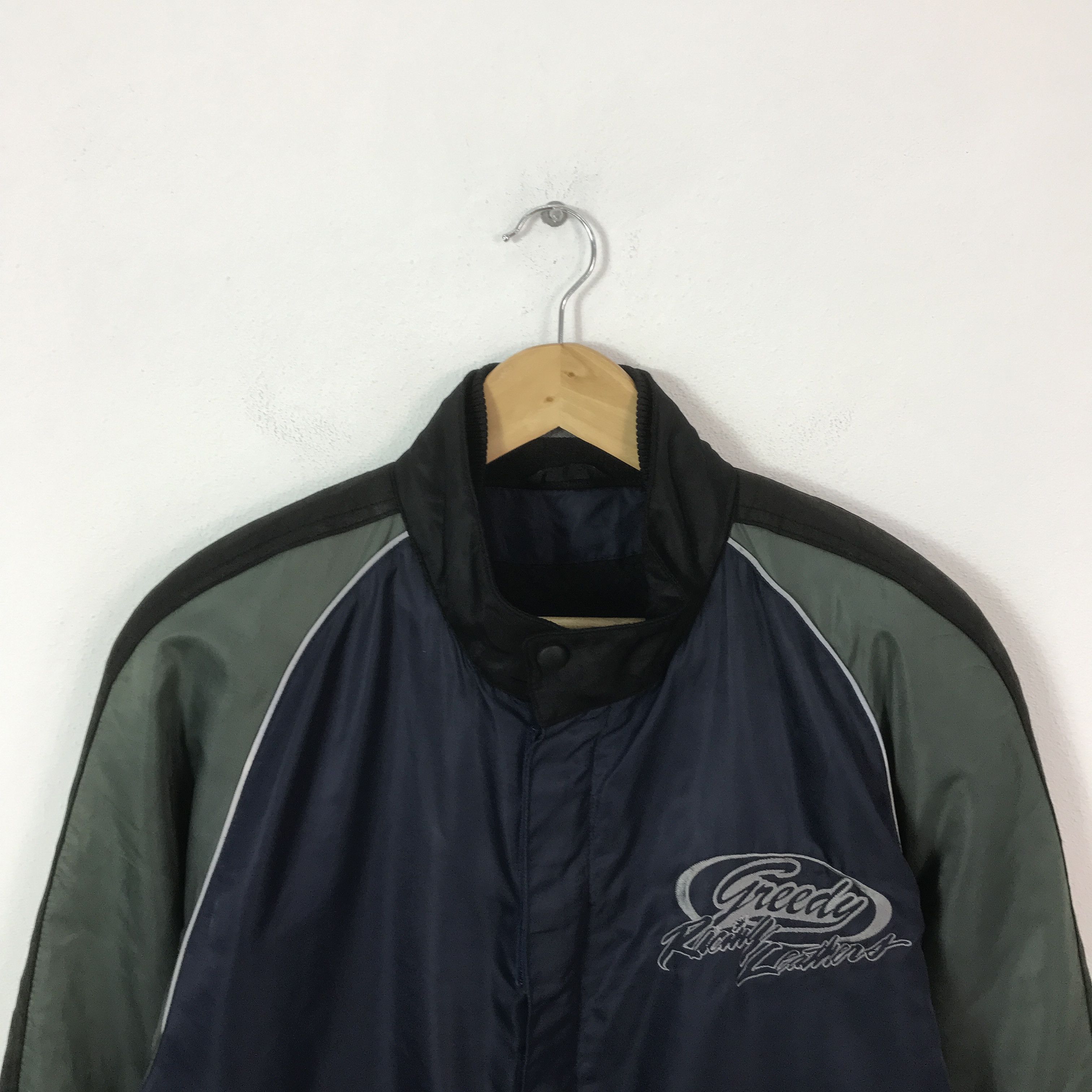 Gear for Sports Vintage Greedy Racing Leathers Bomber Jacket K68B5 Size US L / EU 52-54 / 3 - 3 Thumbnail