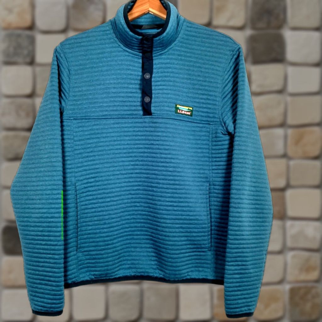 Vintage LL Bean Jacket Men Small Blue Ribbed Pullover Snap Up Shirt Outdoors Camp Hike Pullover jacket Mens Blue Ribbed Snap Band Collar Size US S / EU 44-46 / 1 - 1 Thumbnail