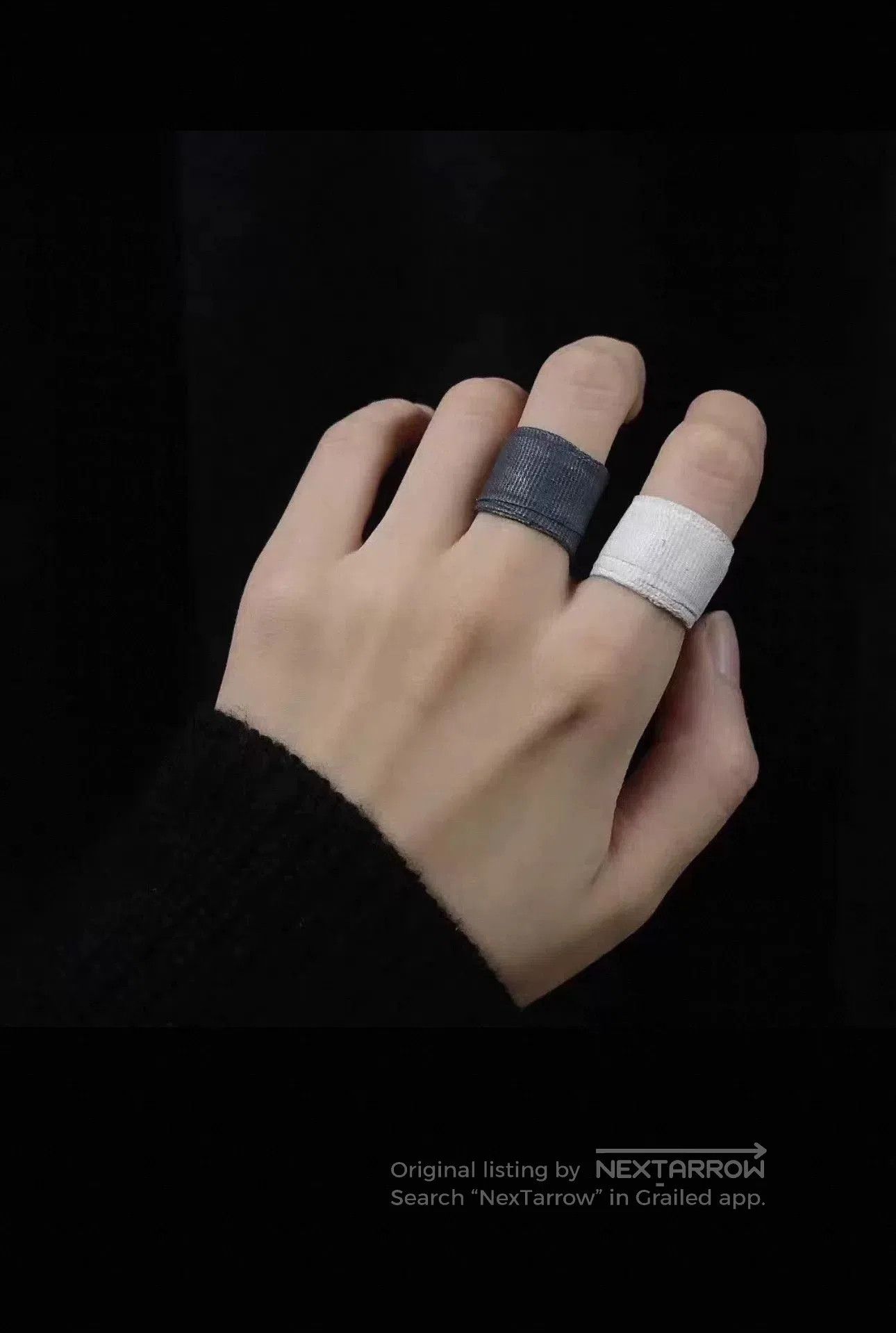 DETAJ DETAJ Black Bandage Silver Ring Size 16. Size ONE SIZE - 5 Thumbnail