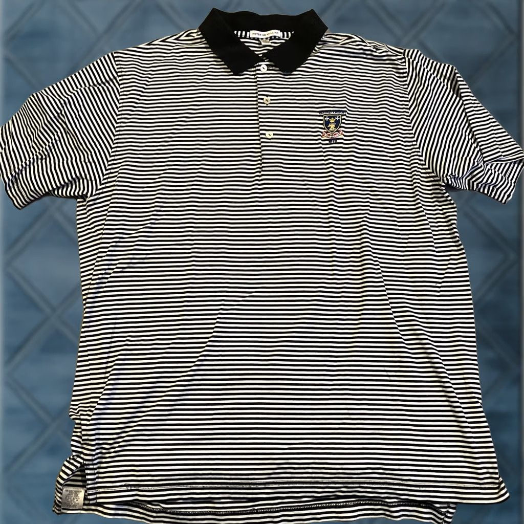 Peter Millar Peter Millar Royal Troon Embroidered Black White Striped Polo XL Men Size US XL / EU 56 / 4 - 1 Thumbnail