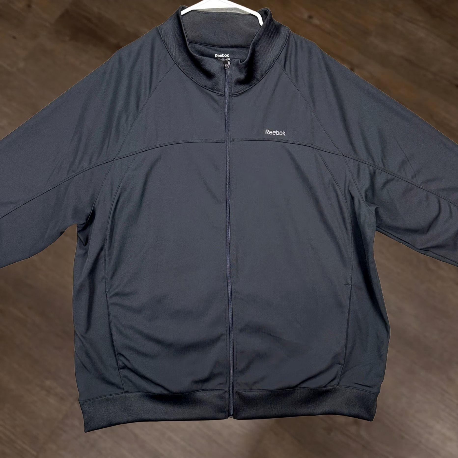 Reebok Reebok Play Dry Mens Full Zip Jacket 2XL Black Athletic Long Sleeve Pockets Logo Size US XXL / EU 58 / 5 - 1 Thumbnail