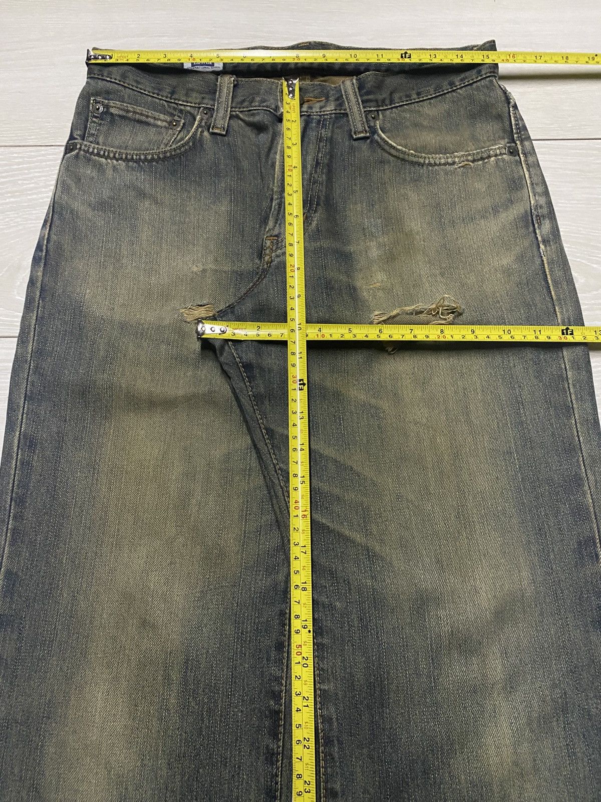 Junya Watanabe Vintage Edwin 404 Mud Wash Distressed Loose Jeans Size US 31 - 15 Thumbnail