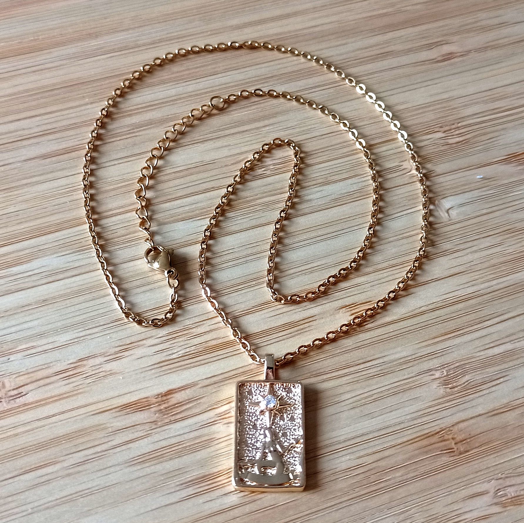 Designer × Vintage Punk Luxury Square Charm Gold Necklace Avant Garde Rave Size ONE SIZE - 3 Thumbnail