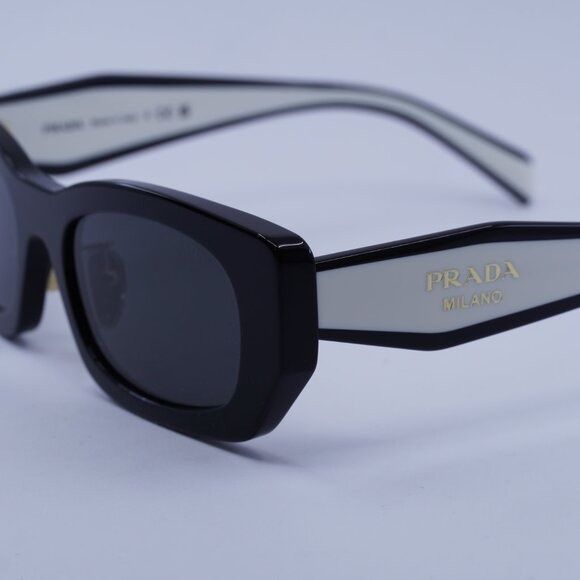Prada Prada PRB05SF 09Q08Z Sunglasses Black Rectangle Frame Size ONE SIZE - 9 Thumbnail