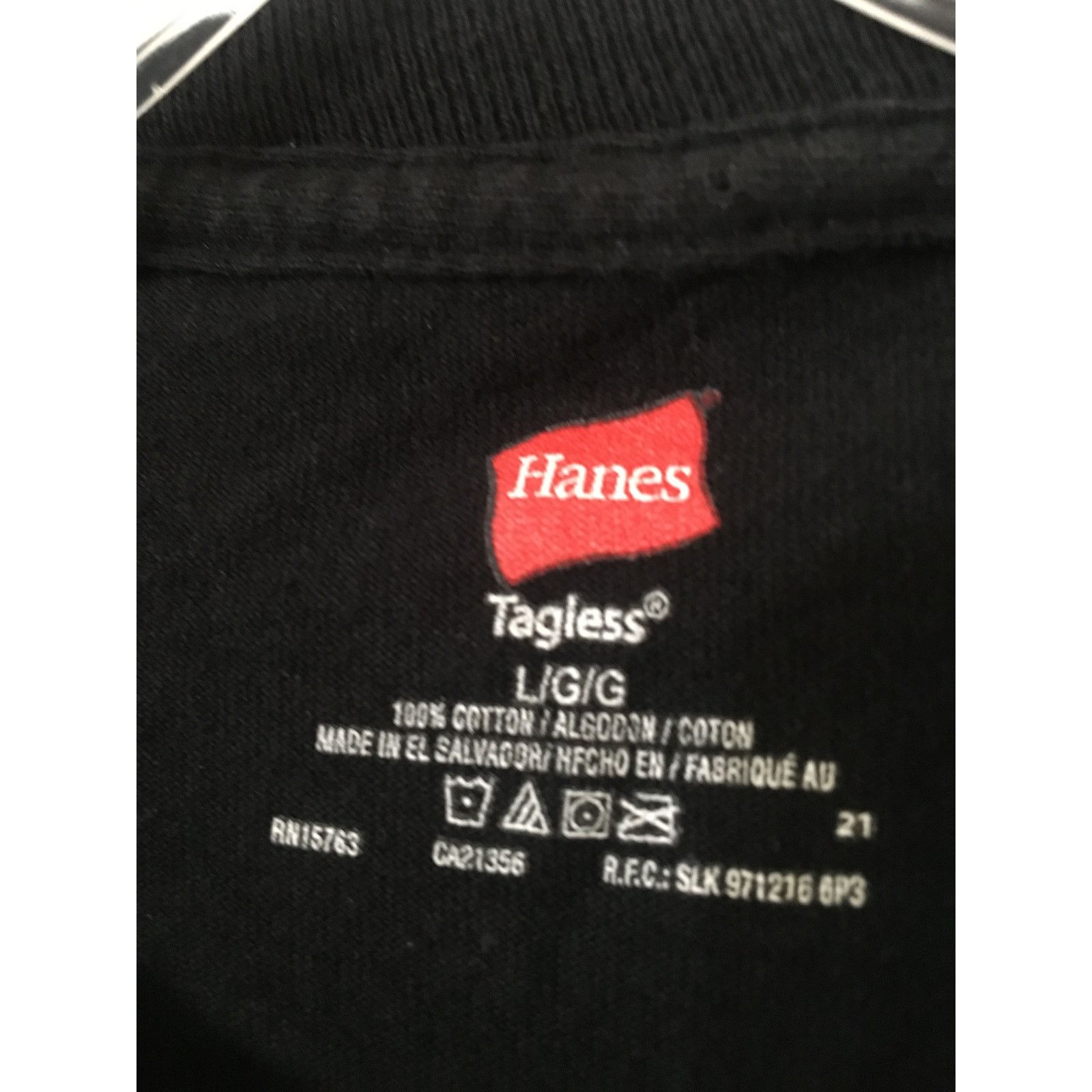 Hanes Hanes Tagless Large Turn Up The Base Black Cotton T-shirt Size US L / EU 52-54 / 3 - 3 Thumbnail