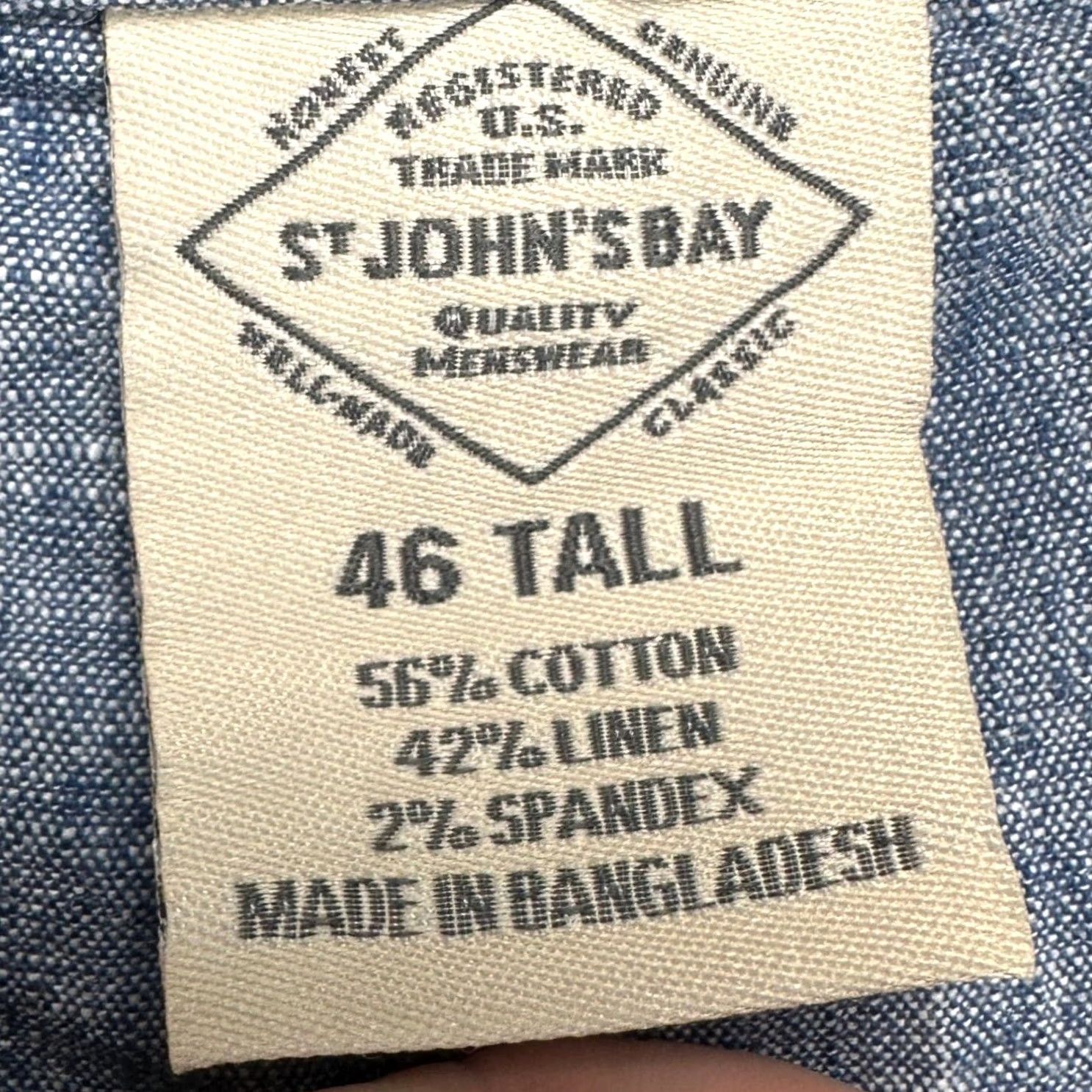 Vintage St. John's Bay Men Linen Blend Shorts 46X11 Tall Blue Khaki Flat Front Casual NEW Size US 30 / EU 46 - 5 Thumbnail