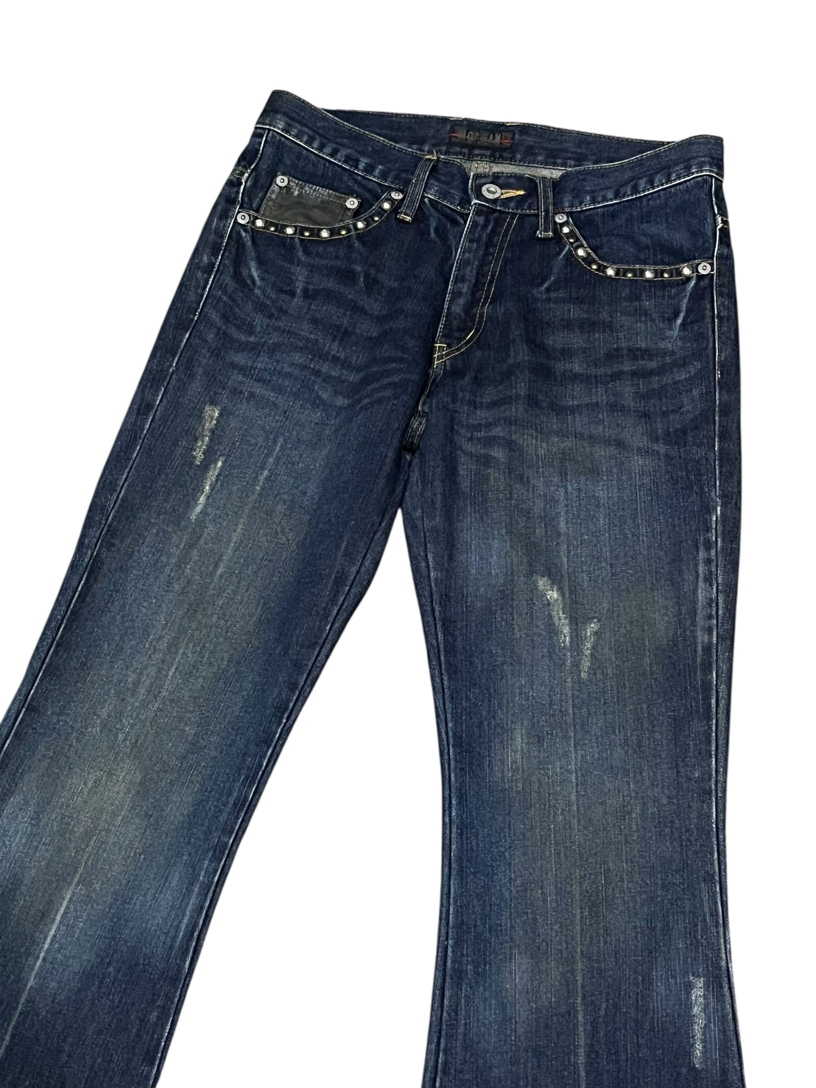 Morgan Homme Morgan Homme Vintage Studded Charcoal Super Flare Jeans Size 28" / US 6 / IT 42 - 4 Thumbnail