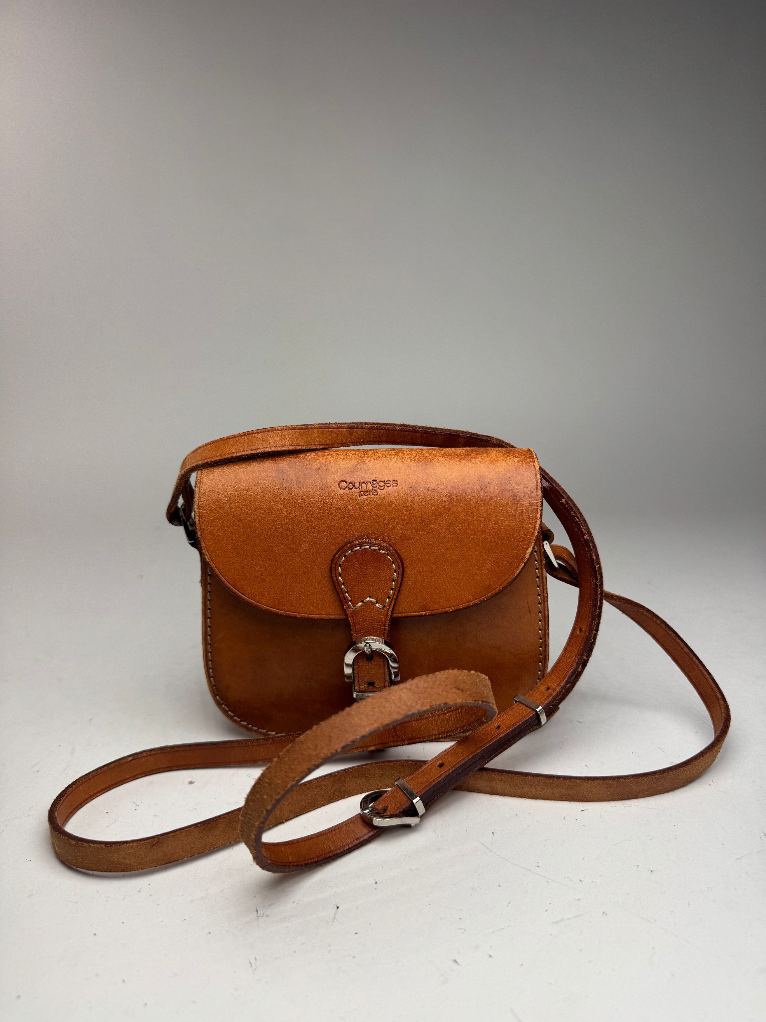 Courreges Vintage Paris Crossbody leather bag brown Size ONE SIZE - 1 Thumbnail