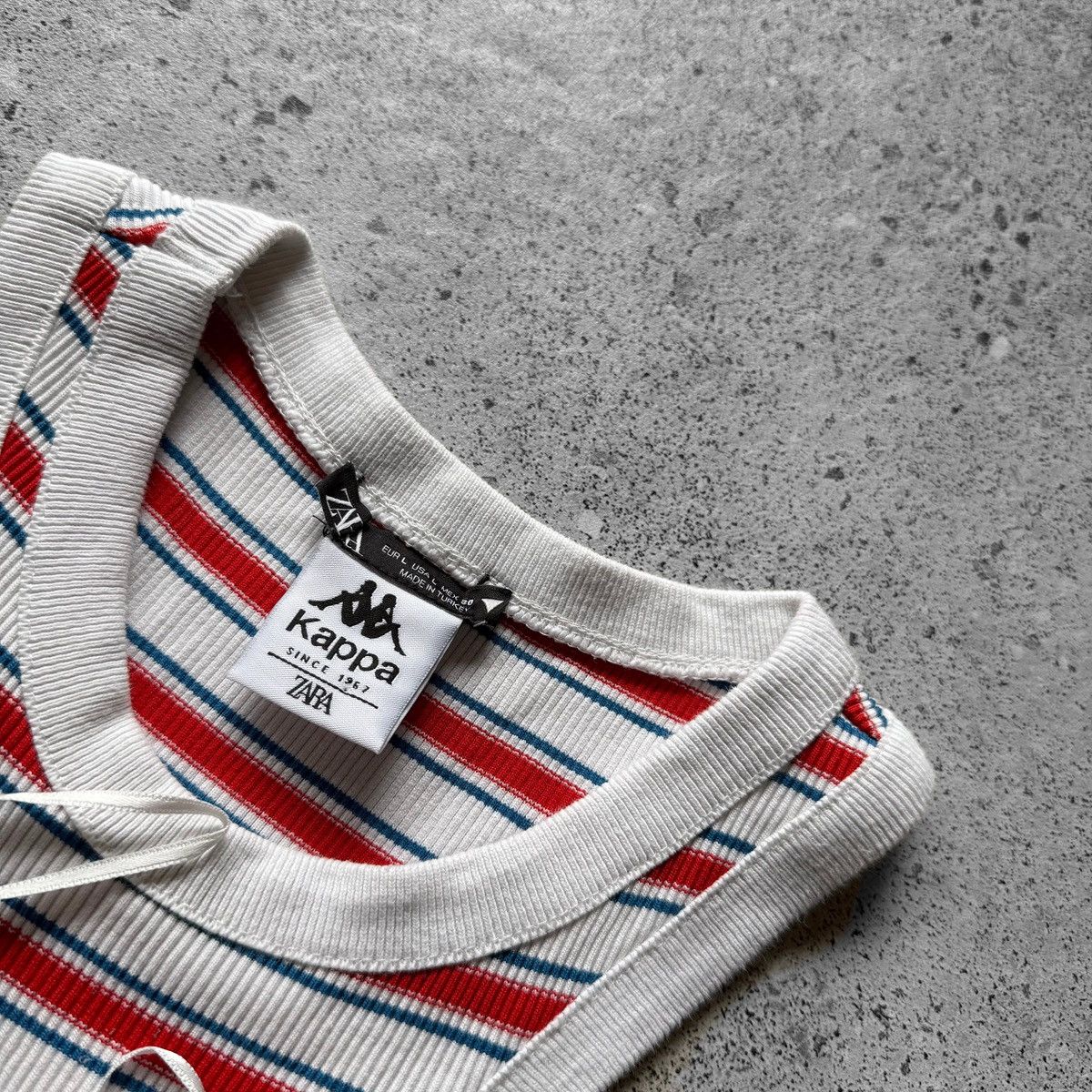 Kappa × Zara Kappa x Zara Womens Striped Cropped Tank Top Red/White Size L / US 10 / IT 46 - 5 Thumbnail