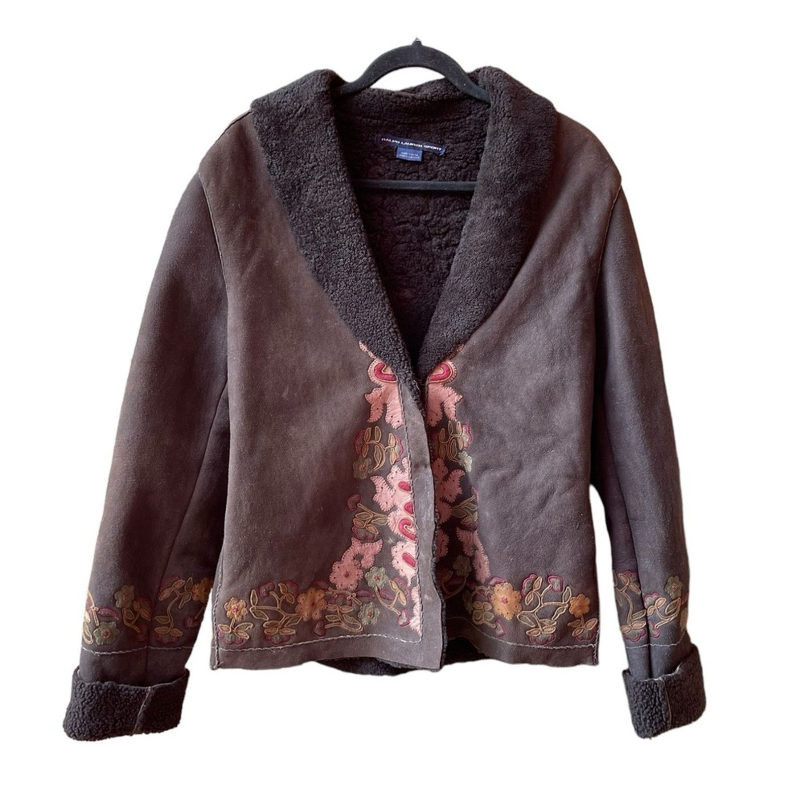 Ralph Lauren VTG Ralph Lauren Coat SHEARLING Suede LEATHER Embroider Size M / US 6-8 / IT 42-44 - 2 Thumbnail
