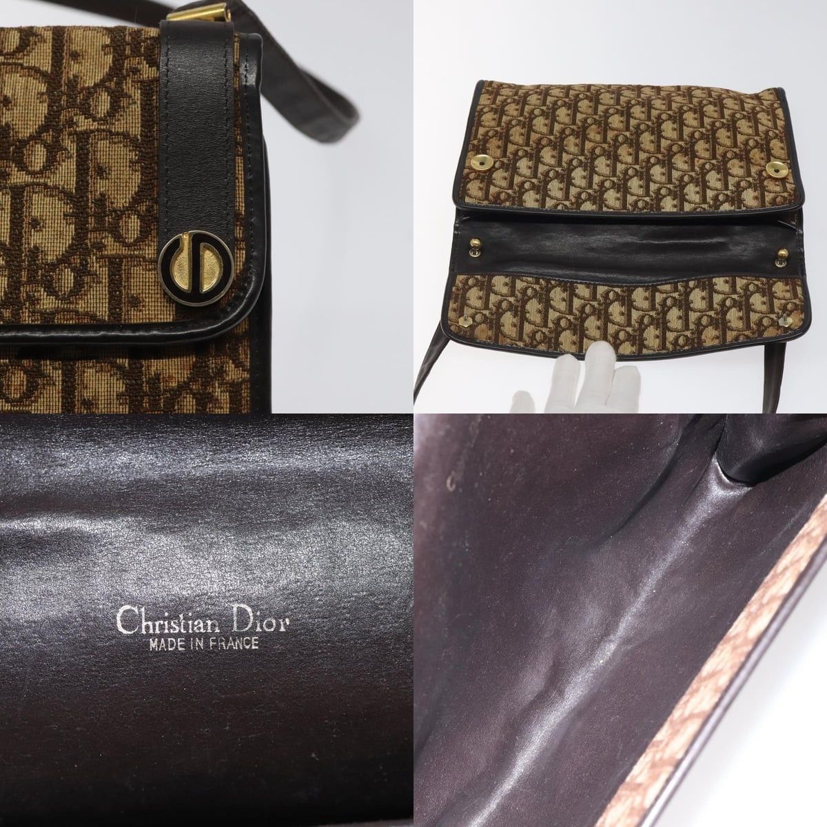 Dior DIOR Trotter Canvas Shoulder Bag Brown Gold Size ONE SIZE - 11 Thumbnail