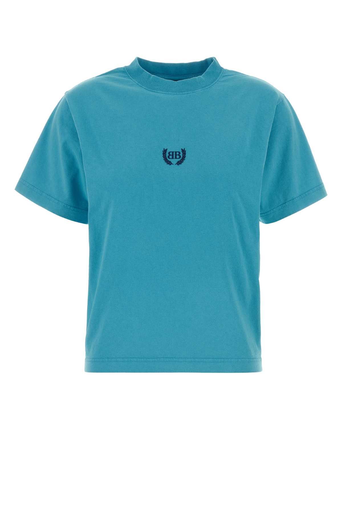 Balenciaga Turquoise Cotton T-Shirt Size M / US 6-8 / IT 42-44 - 1 Thumbnail