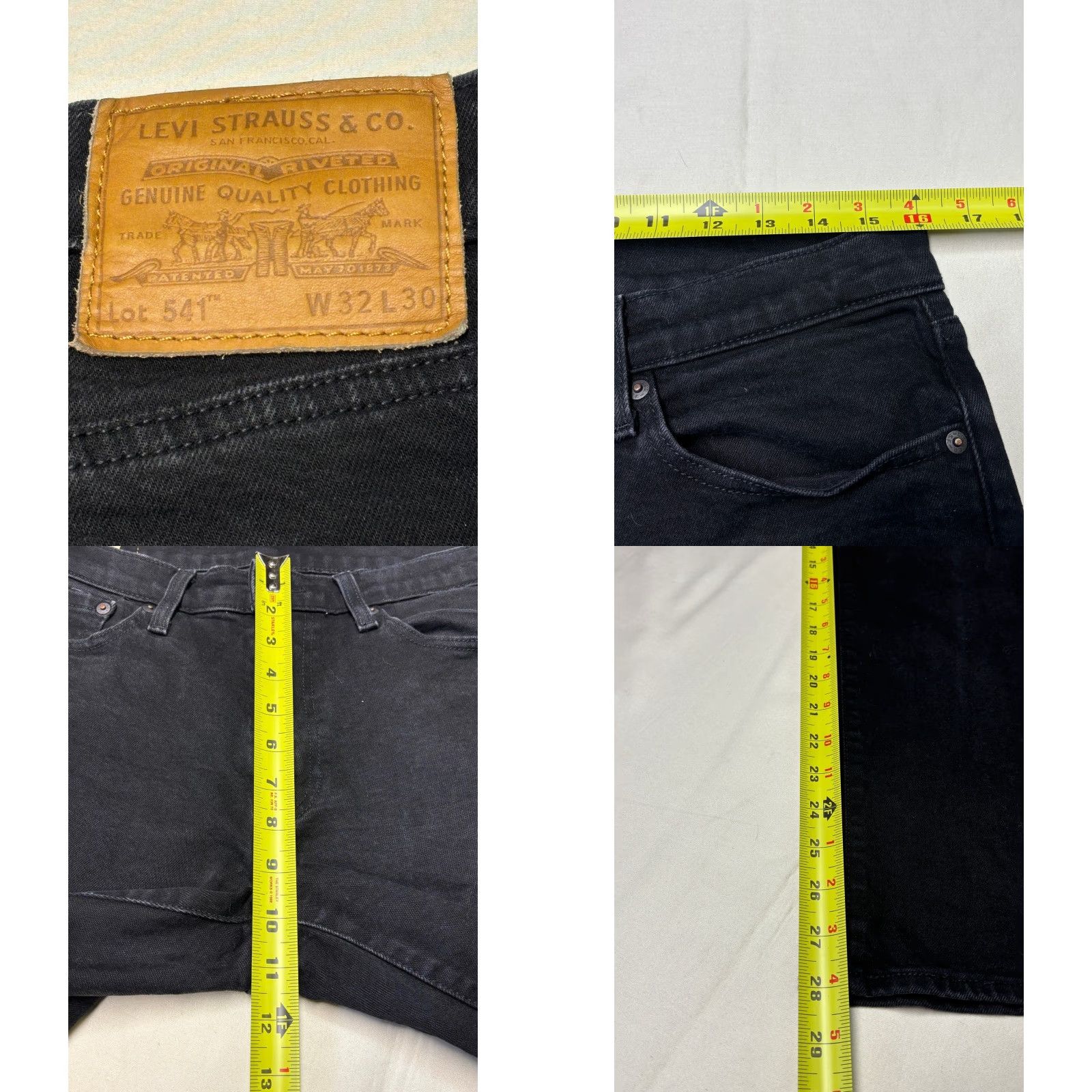 Levi's VINTAGE Levi Strauss Premium Lot 541 Jeans Men 32x30 Black Denim Straight Rise Mid 514 Logo Button Zip Pockets Stretch Regular 5-Pocket Size US 32 / EU 48 - 9 Thumbnail