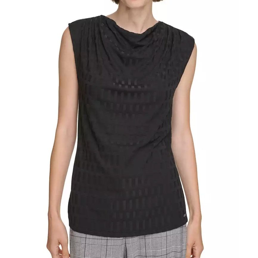 Calvin Klein Calvin Klein Jacquard Cowl-Neck Sleeveless Top Black, Size M Size M / US 6-8 / IT 42-44 - 1 Preview