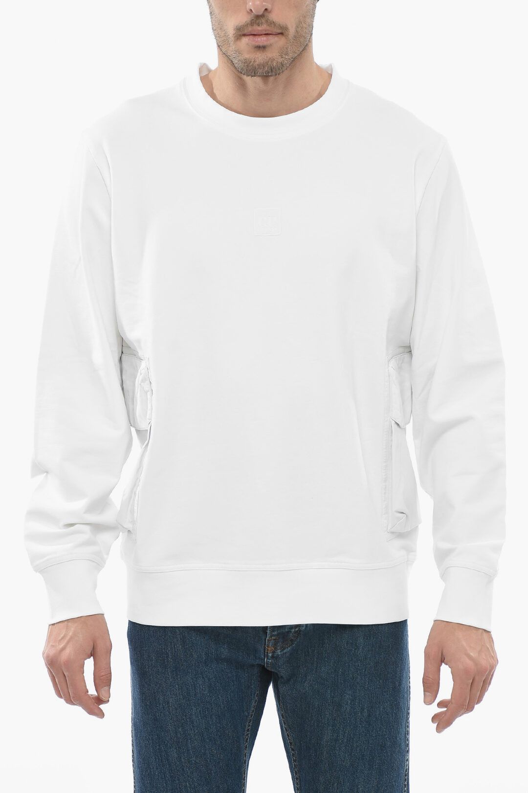 image of C P Company Og1Mm0424 Crew-Neck Sweatshirt In White, Men's (Size Small)
