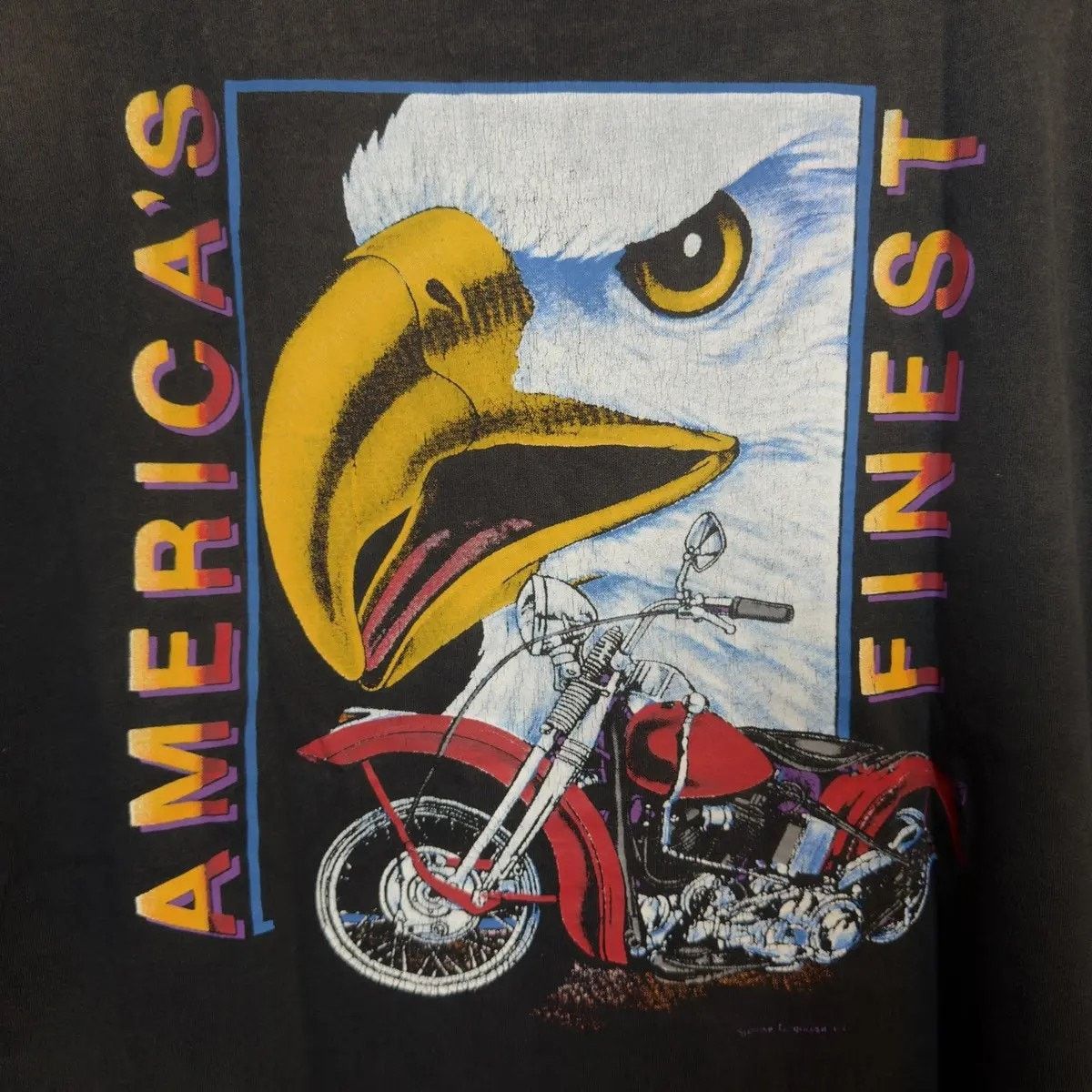 Vintage Vintage 90s Sunfaded Bike Week Americas Finest Tee Shirt Size US XL / EU 56 / 4 - 7 Thumbnail