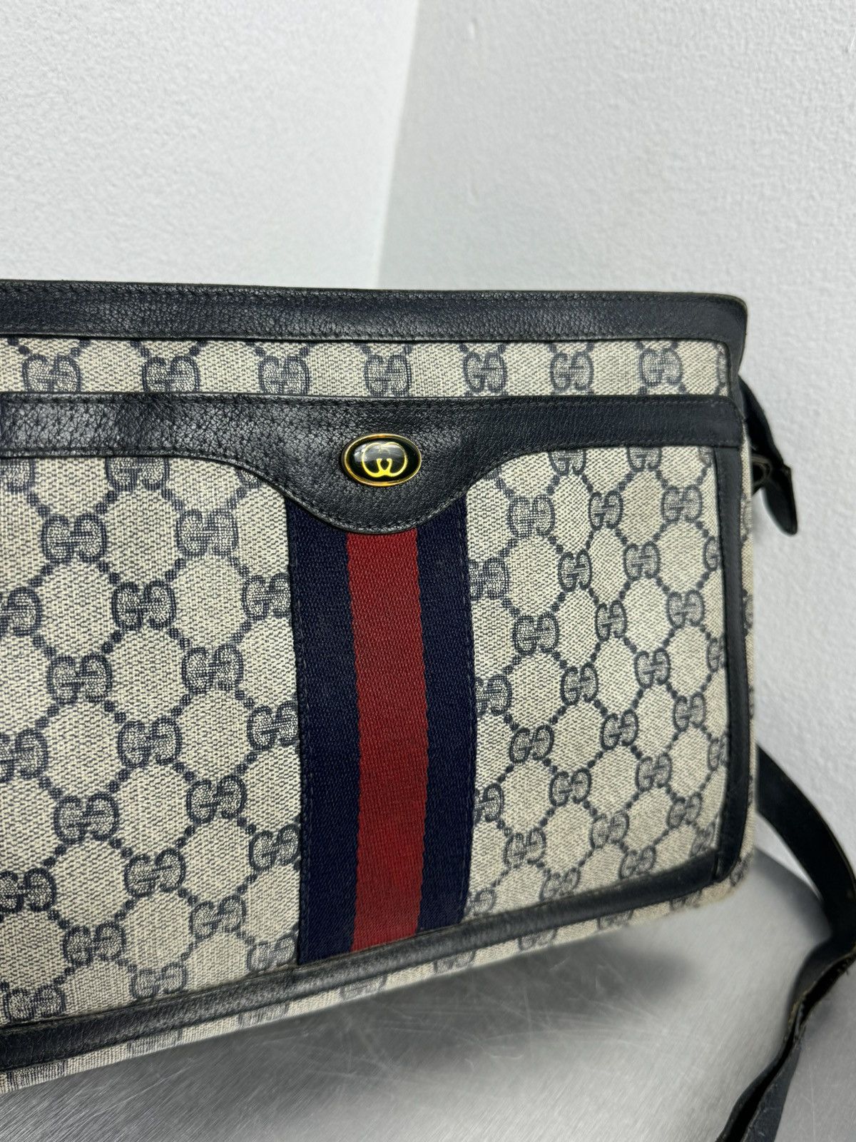 Gucci × Vintage Vintage Gucci Sherry Line Monogram Navy Shoulder Bag Size ONE SIZE - 2 Thumbnail