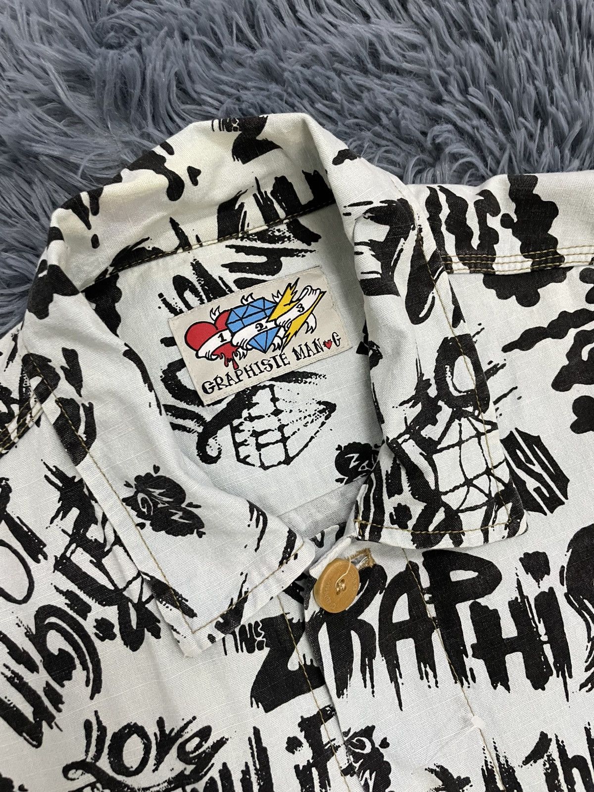 Designer × Japanese Brand Graphiste Man.G Full Print Oversized Shirt Size US L / EU 52-54 / 3 - 2 Thumbnail