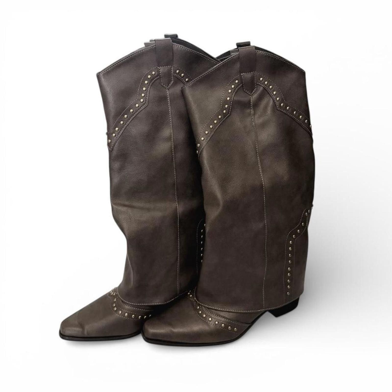 Other Studded western biker style slouchy cowbgirl boots Size US 7 / IT 37 - 2 Thumbnail