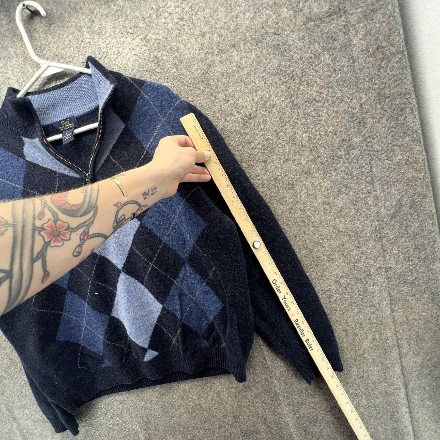 Brooks Brothers Brooks Brothers 346 Sweater Mens XL Blue Wool Argyle 1/4 Zip Mock Neck Pullover Size US XL / EU 56 / 4 - 5 Thumbnail