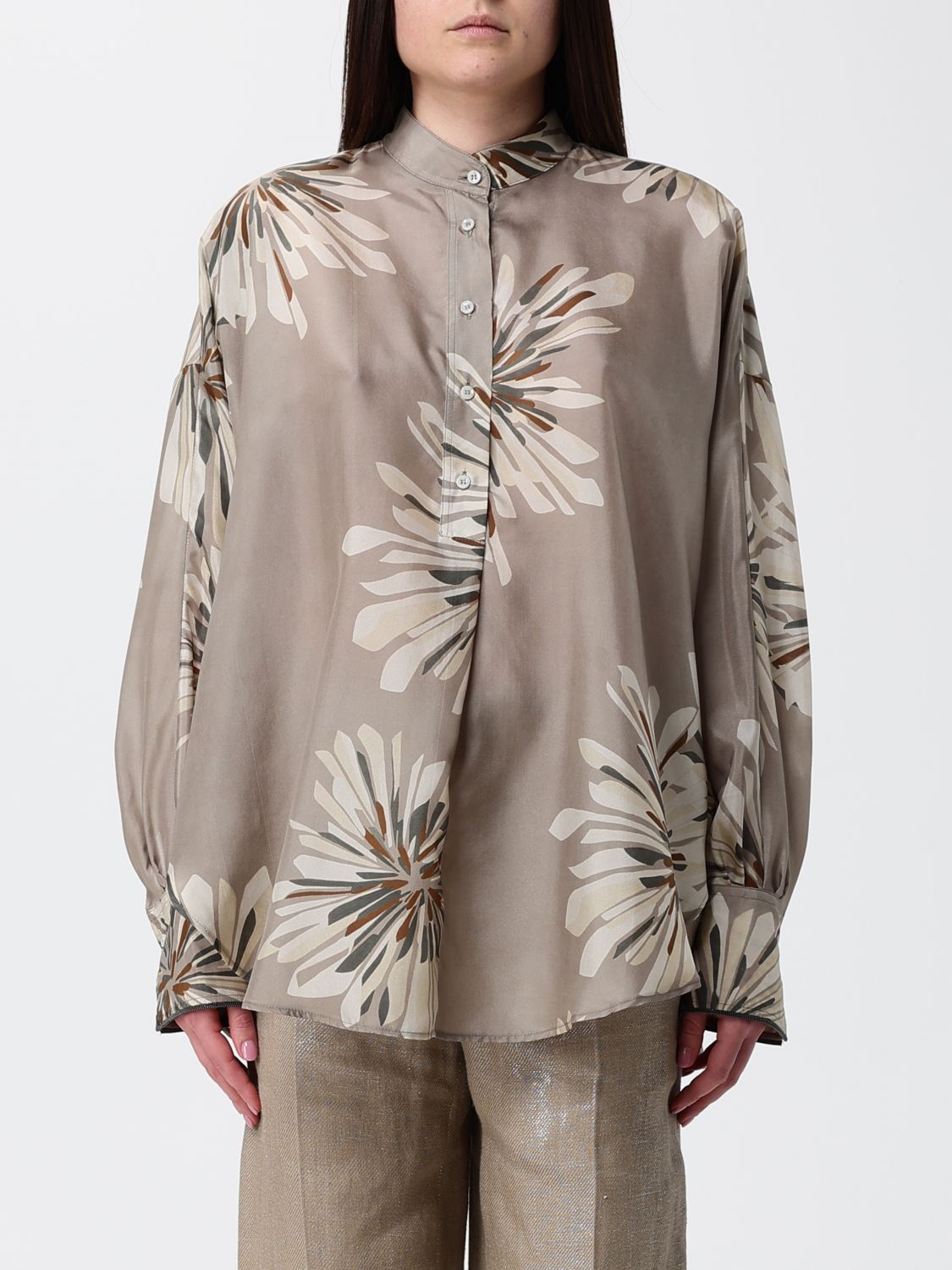 Brunello Cucinelli Brunello Cucinelli Shirt Woman Kaki Size M / US 6-8 / IT 42-44 - 1 Thumbnail
