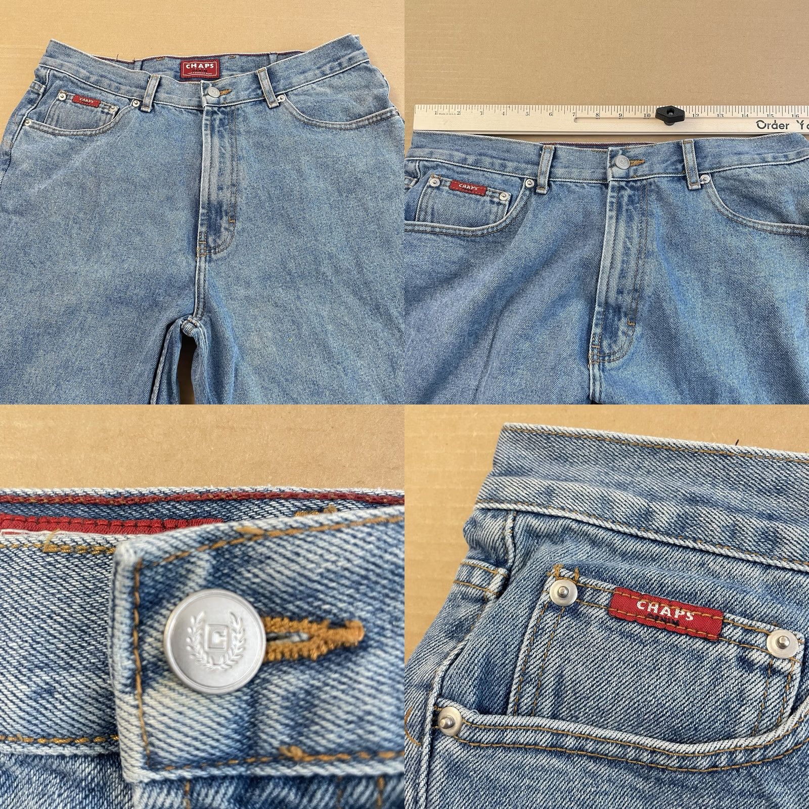 Chaps Chaps Jeans Shirt? 33 x 26 Blue Straight Fit Denim Pockets Mens Adult 90s Hip Hop Retro USA 5-Pocket Style Regular Size US 33 - 8 Thumbnail