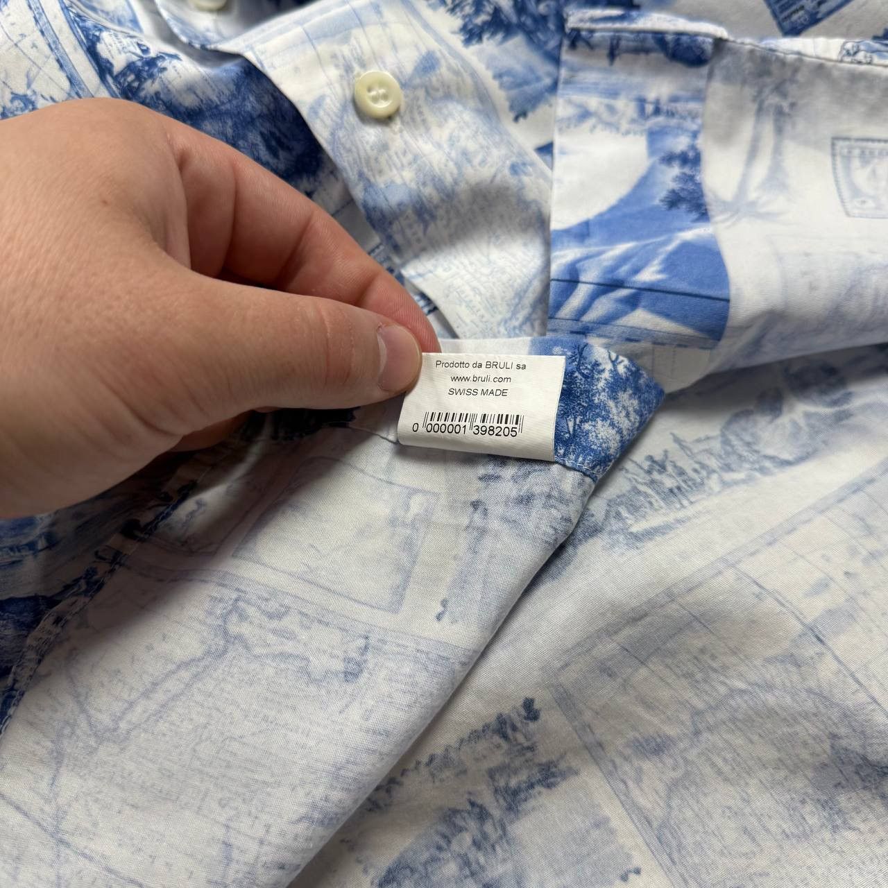 Other BRULI Swiss Made Geography Print Button-Up LS Collar Shirt Size 40R - 9 Thumbnail