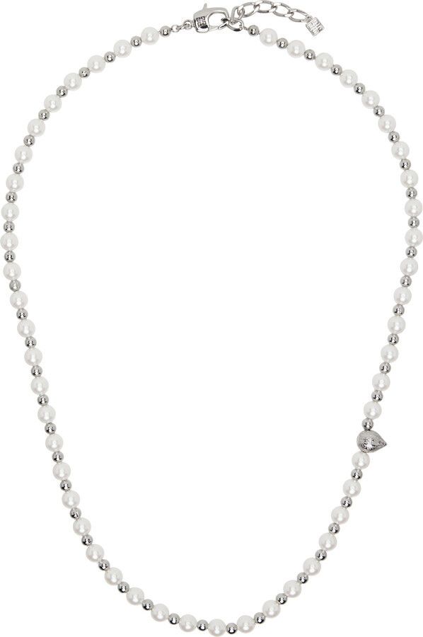 Givenchy o1n1vont0326 Size:OS/G Stud Pearl Necklace in Silver/White Size ONE SIZE - 1 Thumbnail