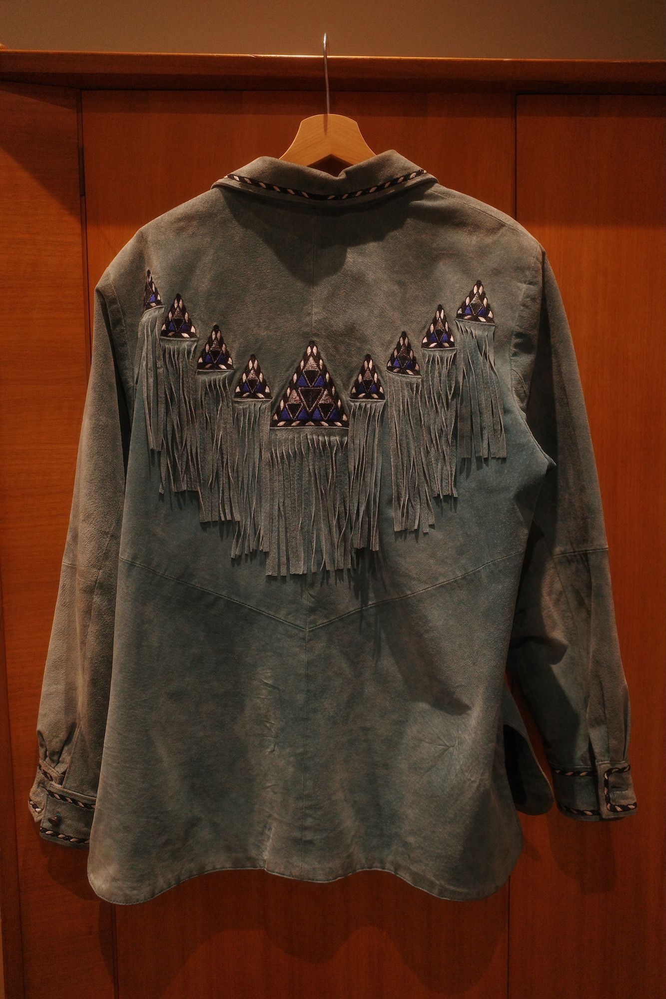 Other Turquoise Suede Tassled Jacket - Vintage Size US M / EU 48-50 / 2 - 2 Thumbnail