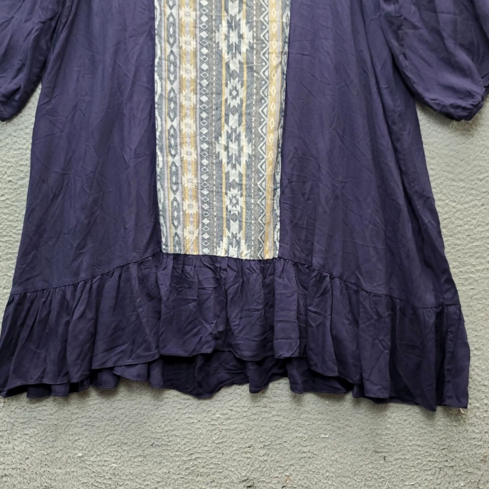 Vintage Hayden Womens 1XL Navy A-Line Dress Round Neck Long Balloon Sleeve Pocketless Knee Length NWT 100% Rayon Size XL / US 12-14 / IT 48-50 - 3 Thumbnail