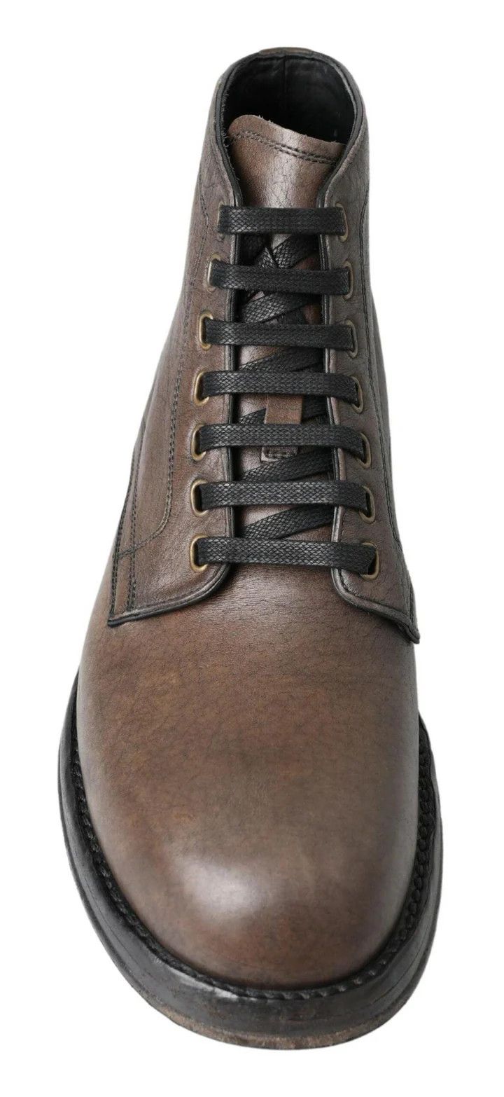 Dolce & Gabbana o1y0125 Leather Ankle Boots in Dark Brown Size US 8 / EU 41 - 2 Thumbnail