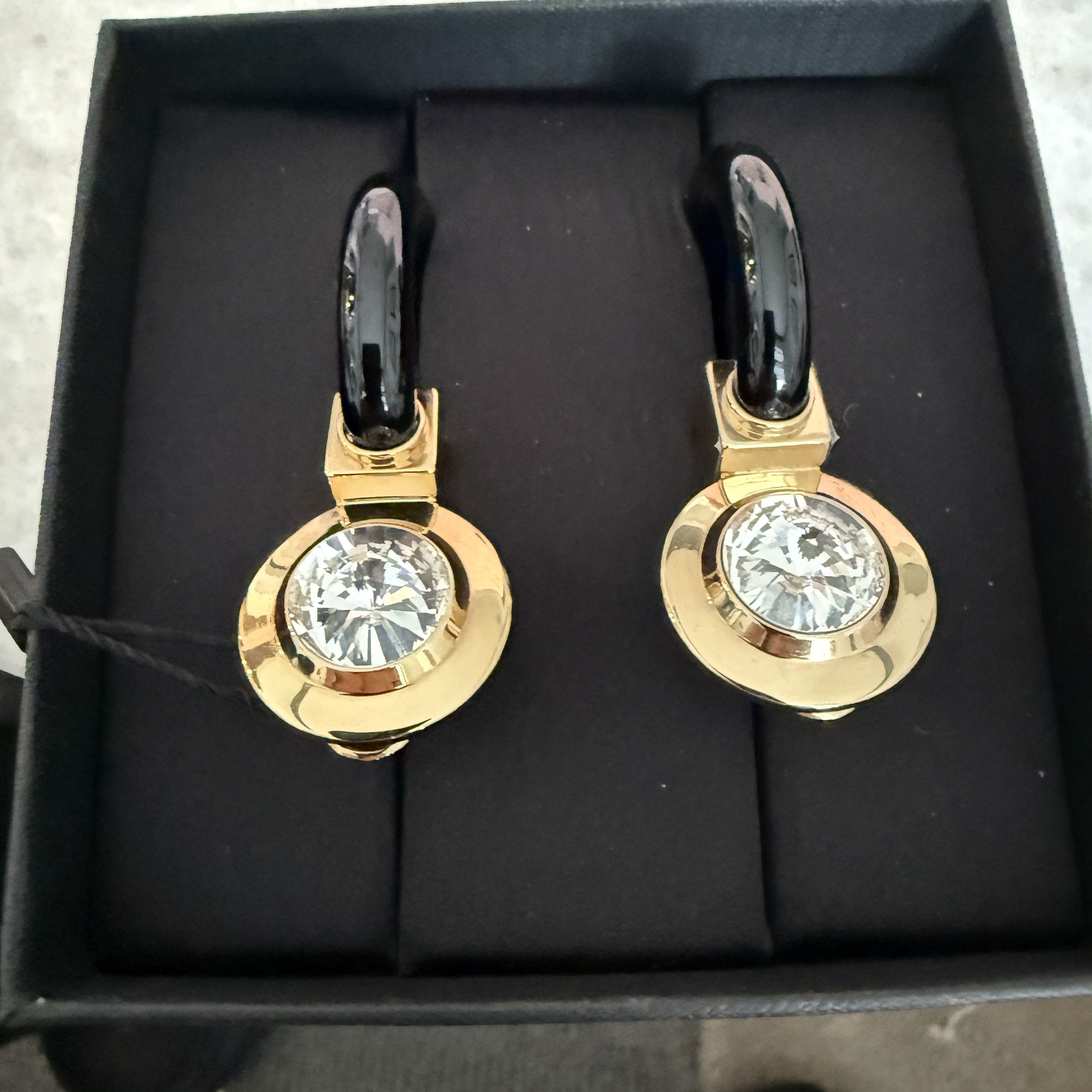 Miu Miu Miu Miu SIO079 Plex Gold & Black Crystal drop Earrings Size ONE SIZE - 5 Thumbnail