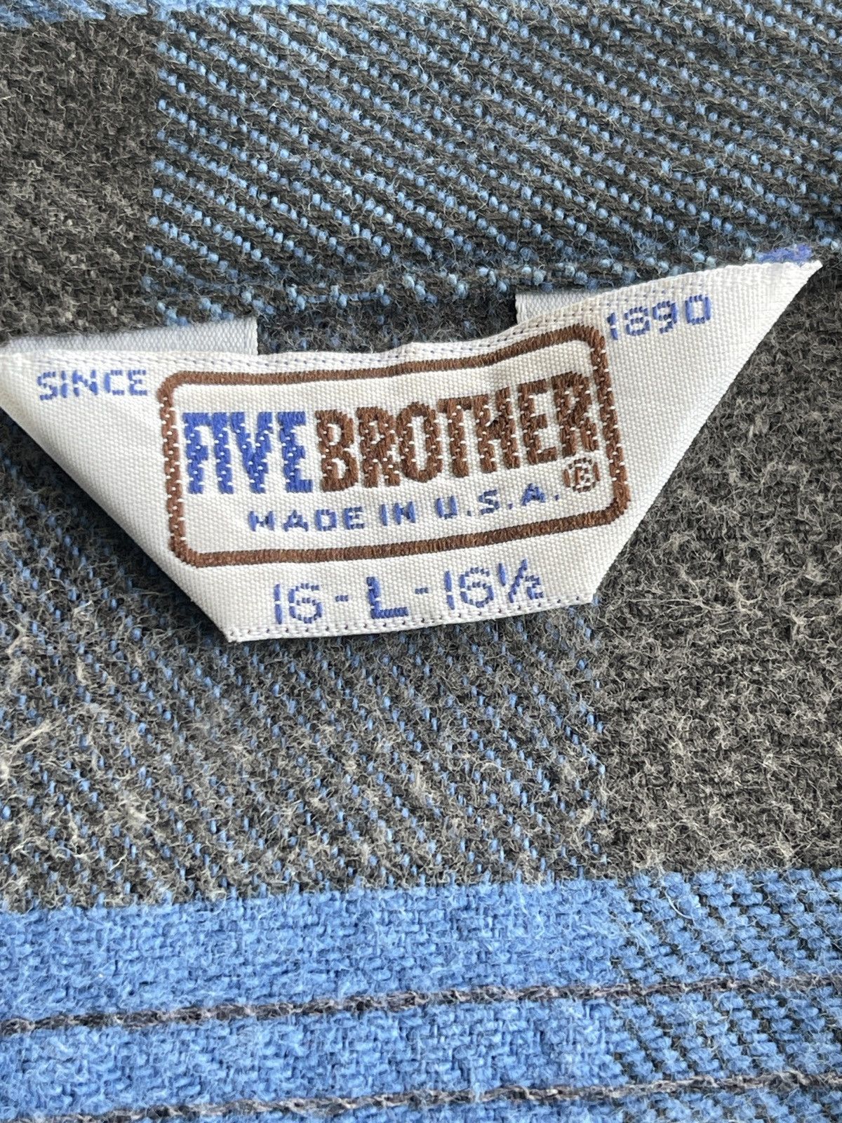 FiveBrother Vintage Union Made Five Brother Blue Flannel Shirt Size US L / EU 52-54 / 3 - 4 Thumbnail
