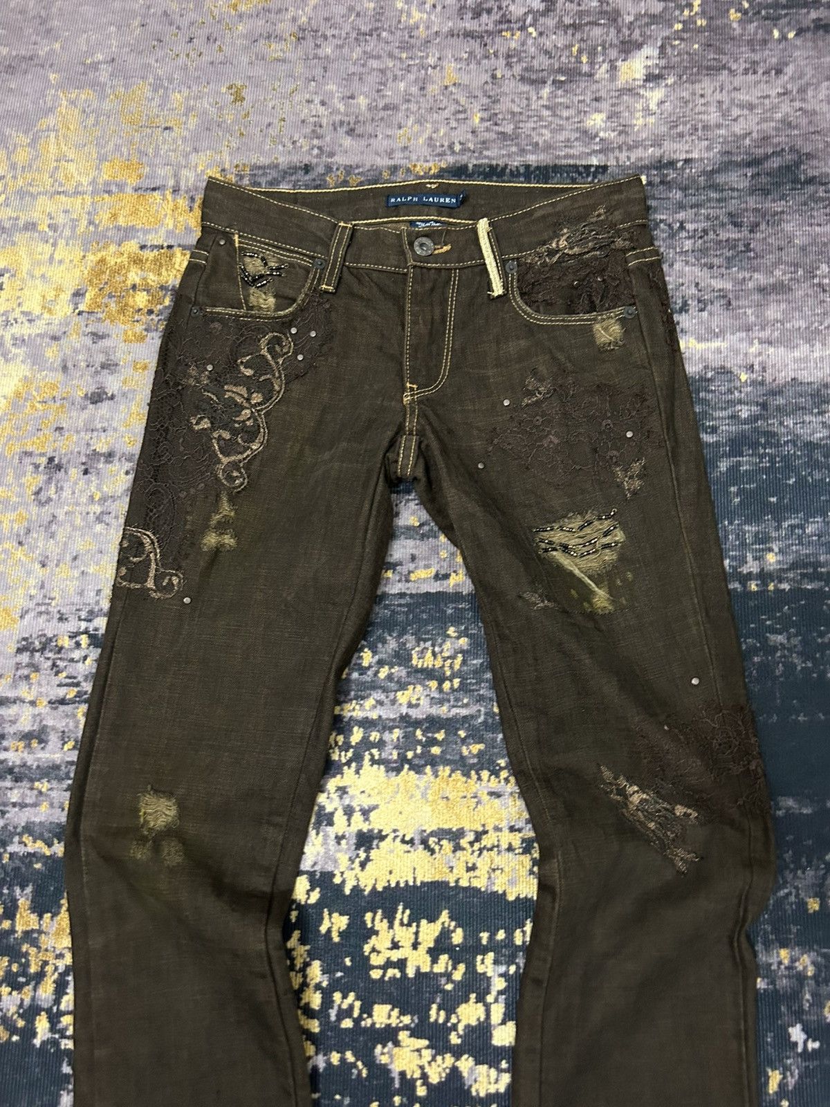 Ralph Lauren Ralph Lauren Lace Ripped Bead Jeans Size US 28 / EU 44 - 6 Thumbnail