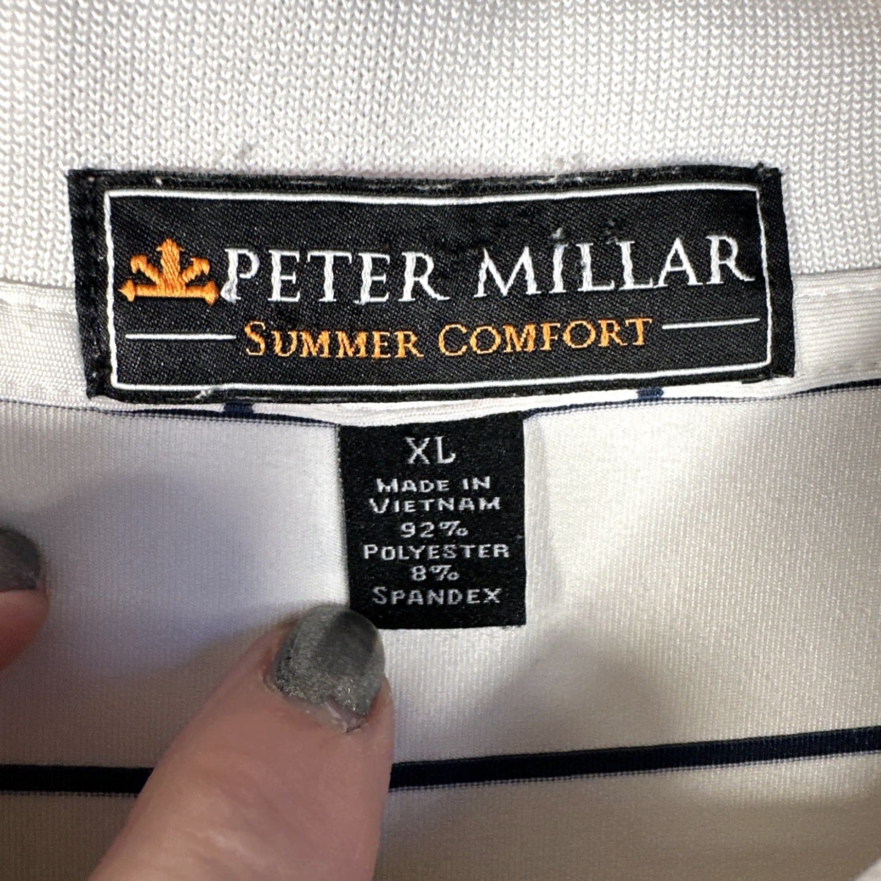 Peter Millar Peter Millar Polo Shirt Mens XL White Stripe Summer Comfort Golf Stretch Casual Size US XL / EU 56 / 4 - 5 Thumbnail