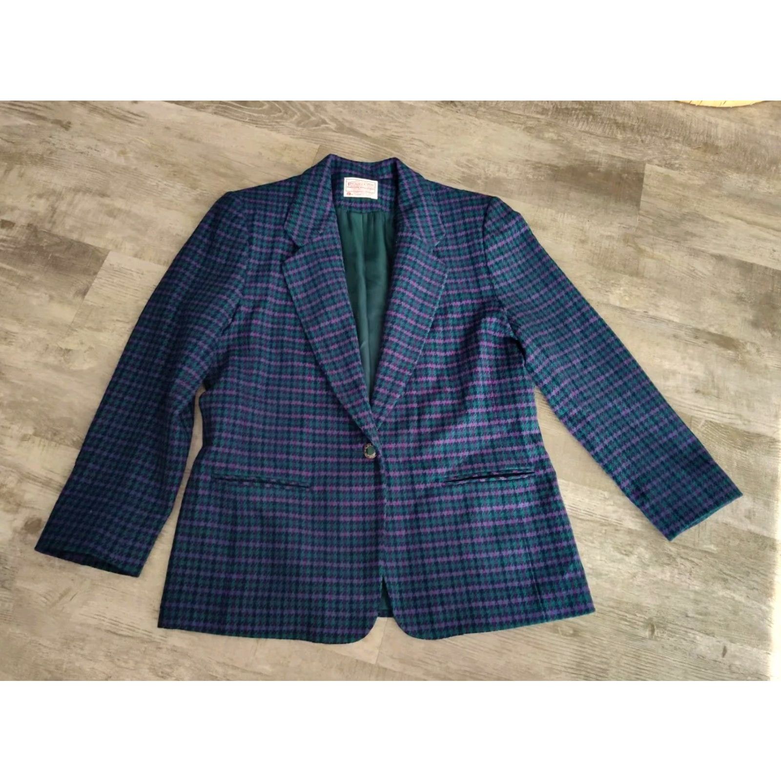 Pendleton Vintage Pendleton Women's Blazer Jacket Houndstooth Wool Size 12 USA Made Formal Business Size XL / US 12-14 / IT 48-50 - 2 Thumbnail