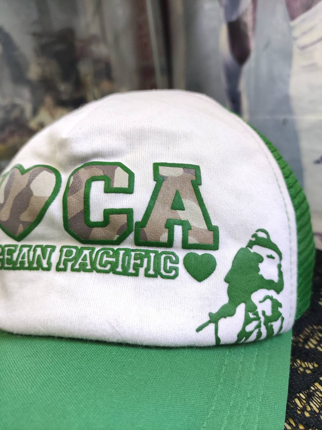 Ocean Pacific Vtg 00's Ocean Pacific " I LOVE CA " Camo Font Trucker Cap Size ONE SIZE - 3 Thumbnail