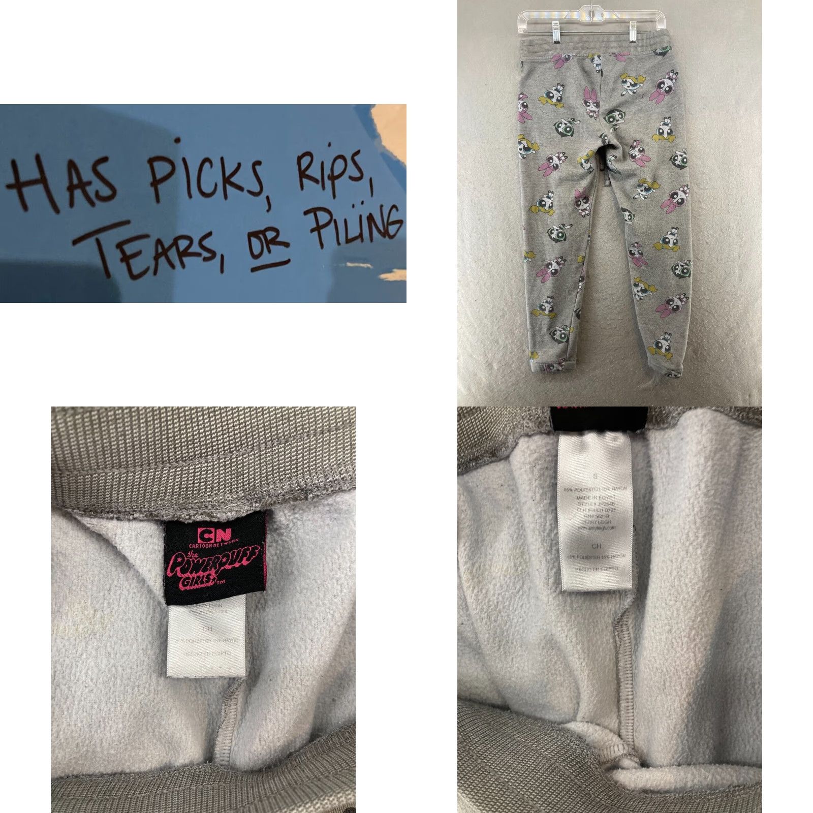 Vintage Powerpuff Girls Sweatpants Womens Small Gray Bubbles Buttercup Blossom Size 28" / US 6 / IT 42 - 8 Thumbnail