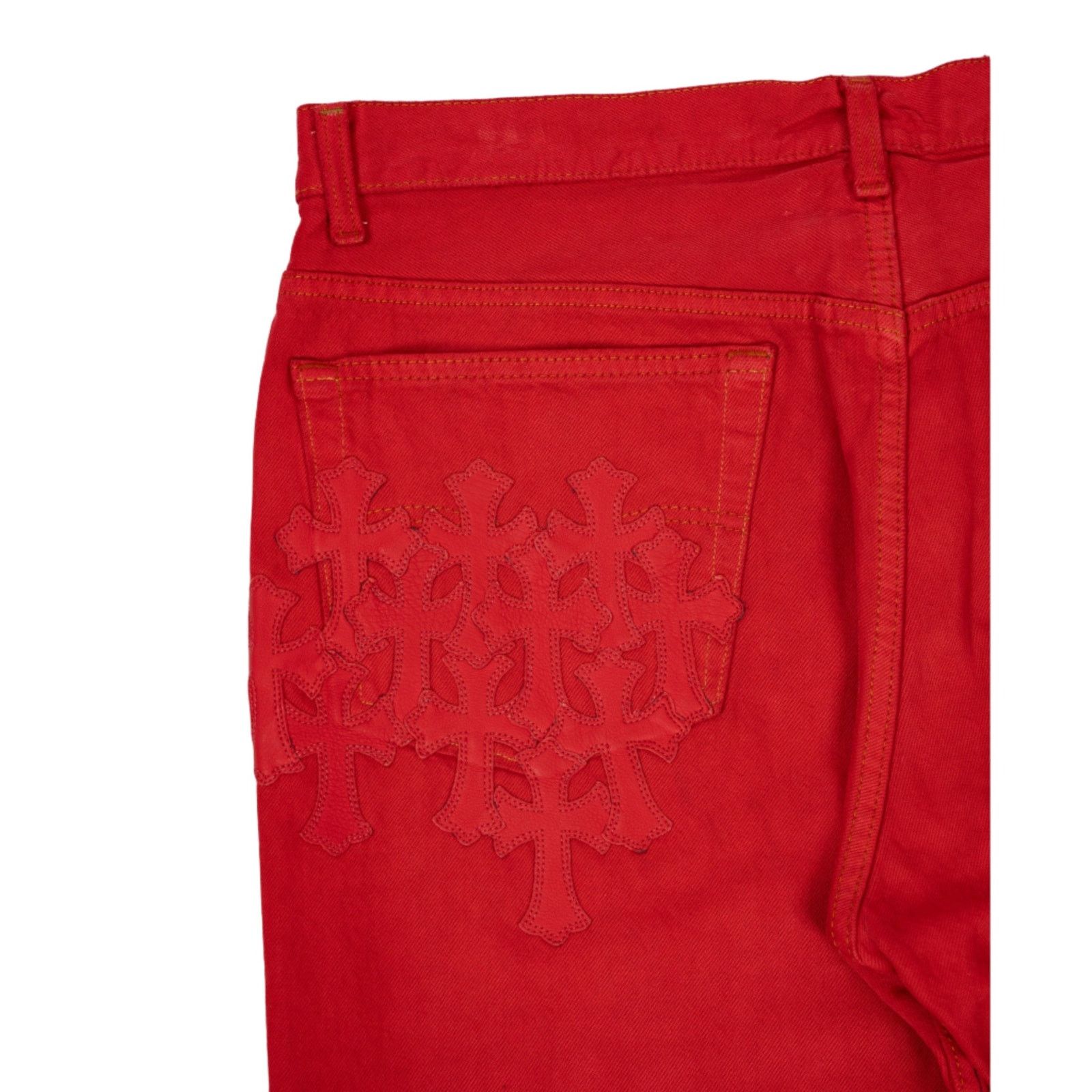 Chrome Hearts Red Denim Paris Exclusive 'Red Crosses' Size US 33 - 8 Thumbnail
