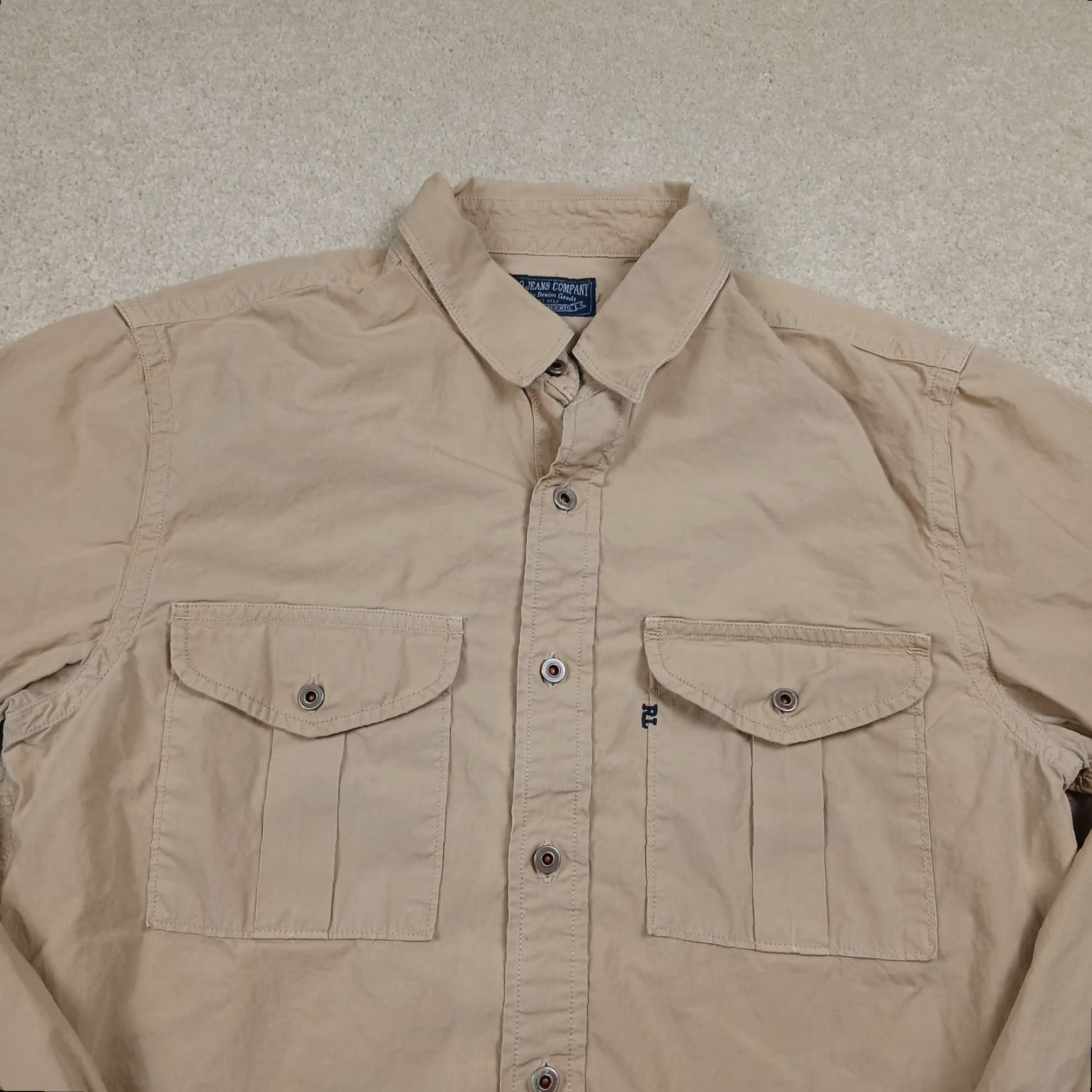 Polo Ralph Lauren Polo Ralph Lauren Button-Up Shirt Mens Small Brown Military Polo Jeans Company Shirt Size US S / EU 44-46 / 1 - 2 Thumbnail