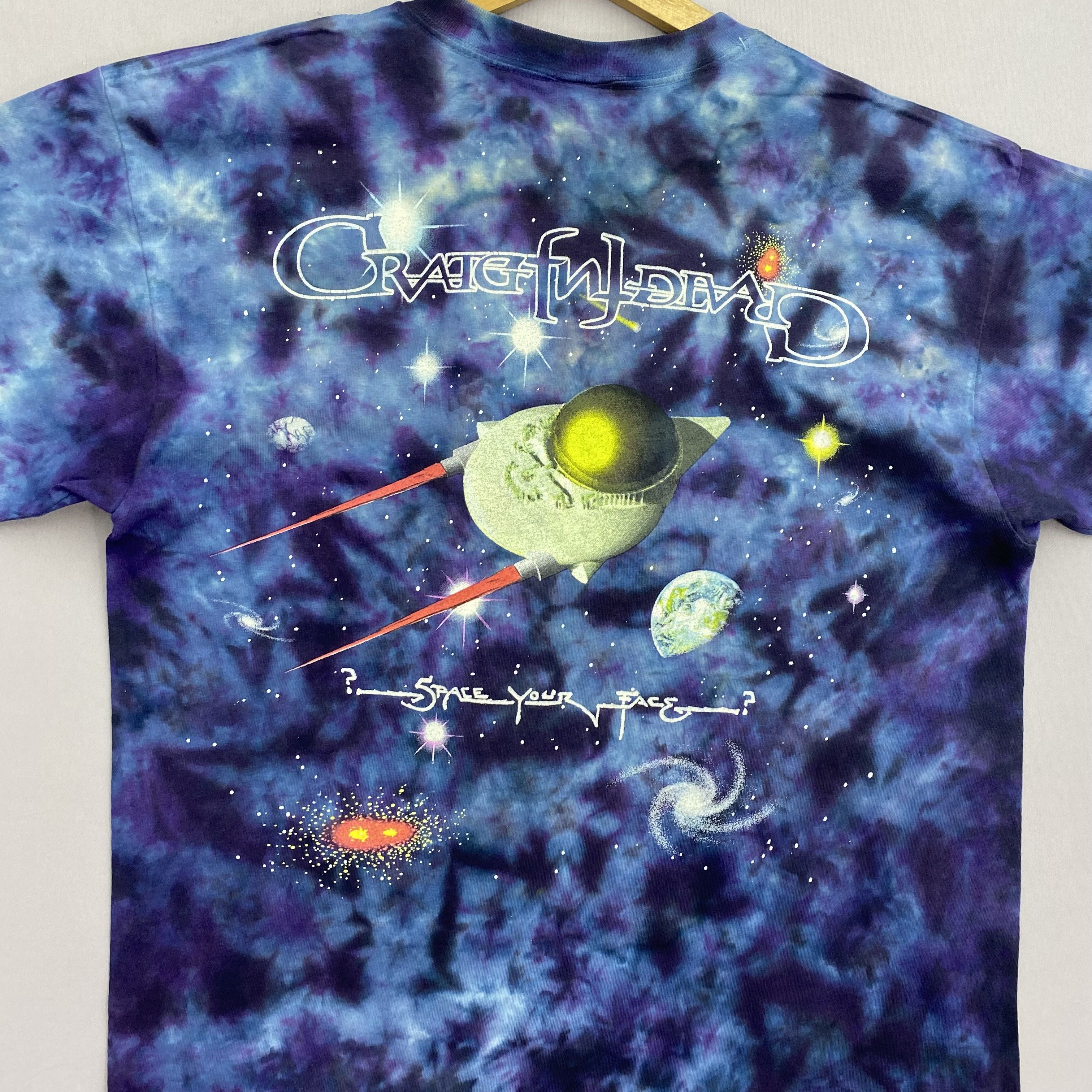 Band Tees × Vintage Vintage 90s Grateful Dead T-Shirt Space Your Face Dye Tee Size US L / EU 52-54 / 3 - 4 Thumbnail