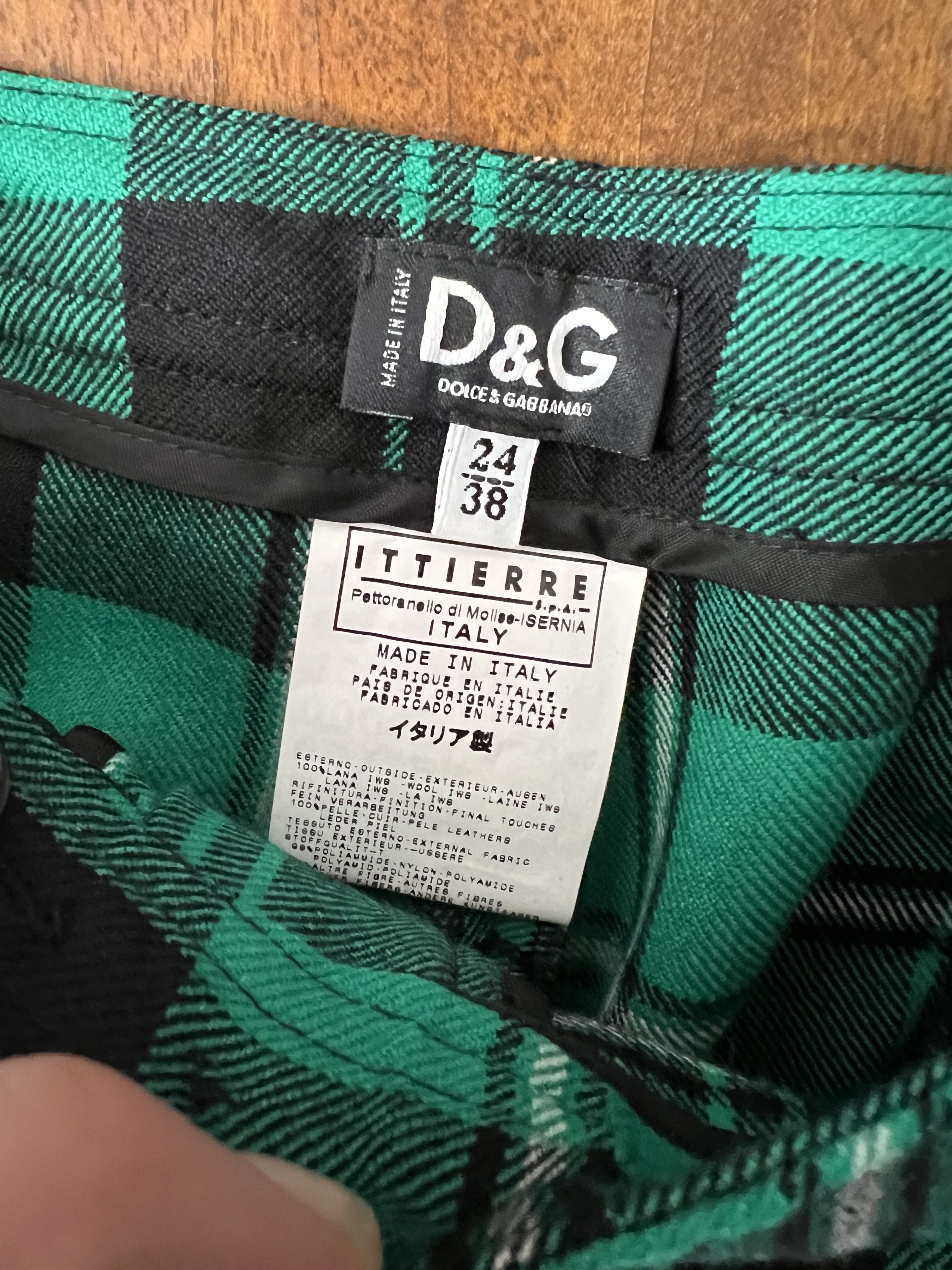Dolce & Gabbana F/W 2003 Tartan Bondage Green Black Pants Size 26" / US 2 / IT 38 - 6 Thumbnail