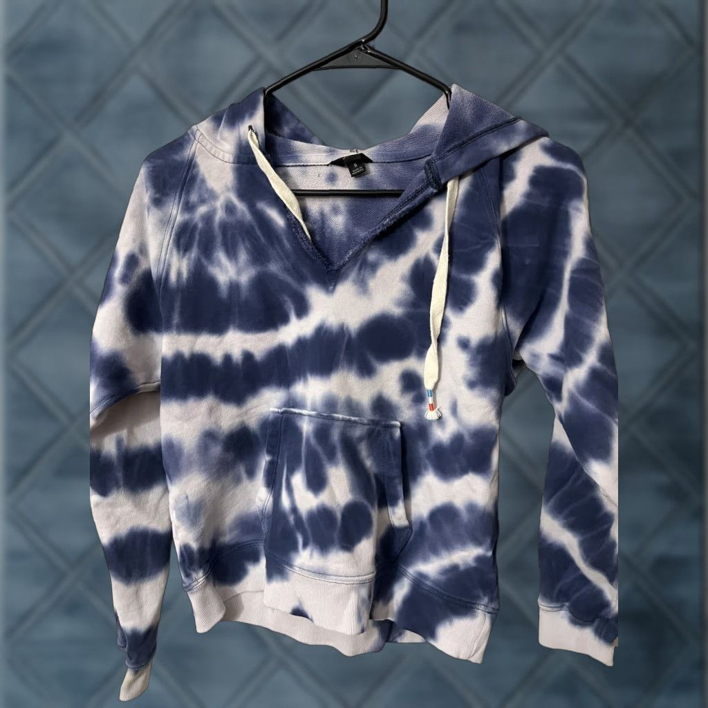 J.Crew J. Crew Hoodie Women's S Terry Blue Drawstring Pullover Geometric Activewear Vintage (if applicable) Mens/Womens? Size S / US 4 / IT 40 - 1 Thumbnail