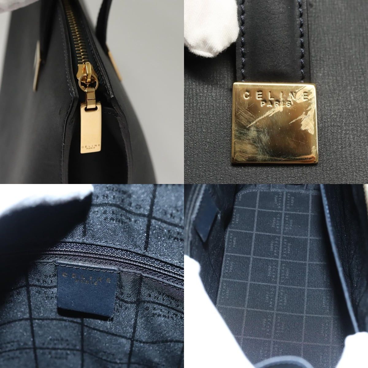 Celine CELINE Hand Bag Leather Navy Gold Size ONE SIZE - 11 Thumbnail