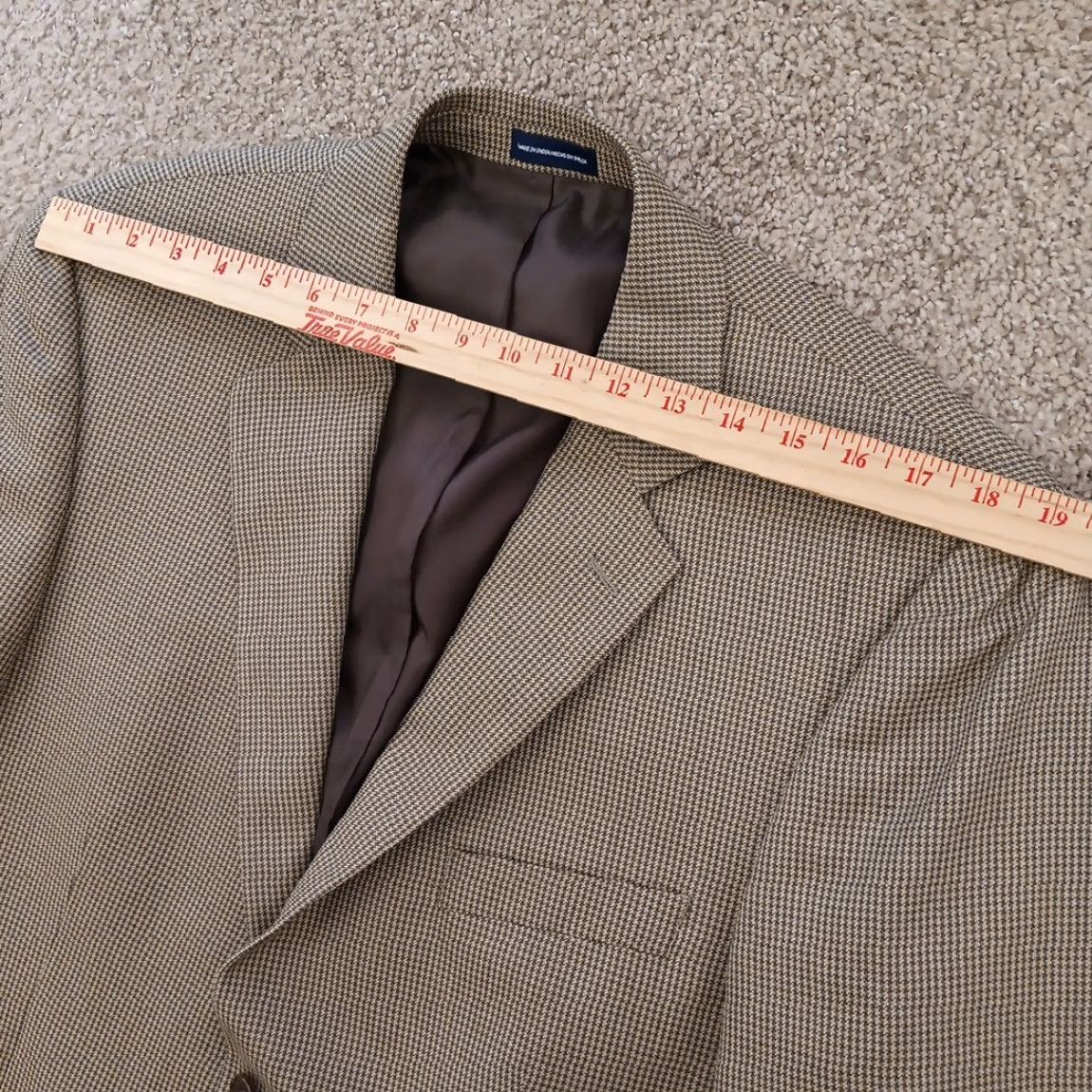 Stafford Stafford Blazer Mens 42 Short Classic Fit Beige Plaid Single-Breasted Two-Button Notch Lapel 2 Piece Jacket Coat Wardrobe Size US 42 / EU 58 - 2 Thumbnail