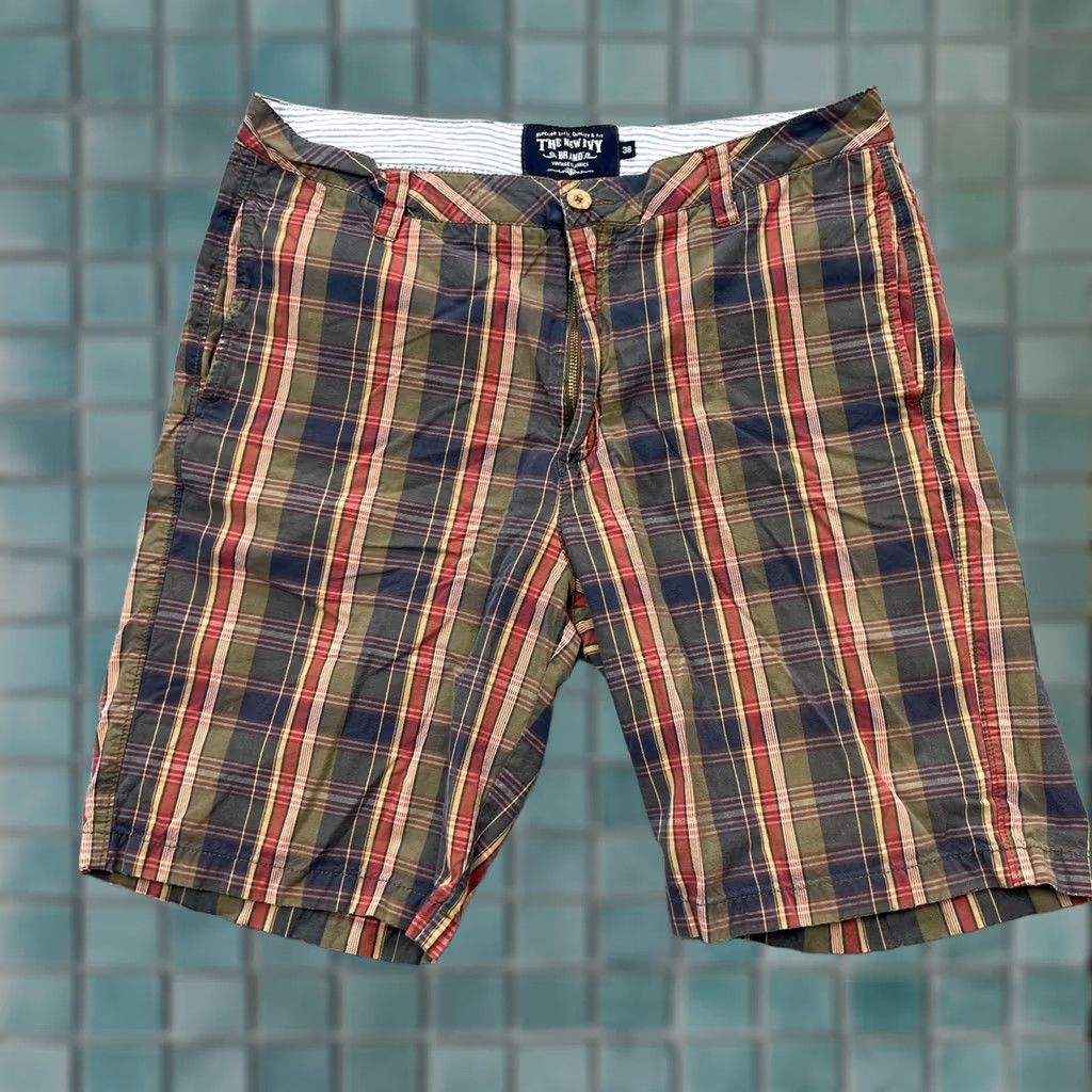 Vintage The New Ivy Brand Men 38 Blue Green Plaid Chino Shorts Golf y2k Size US 37 - 1 Thumbnail