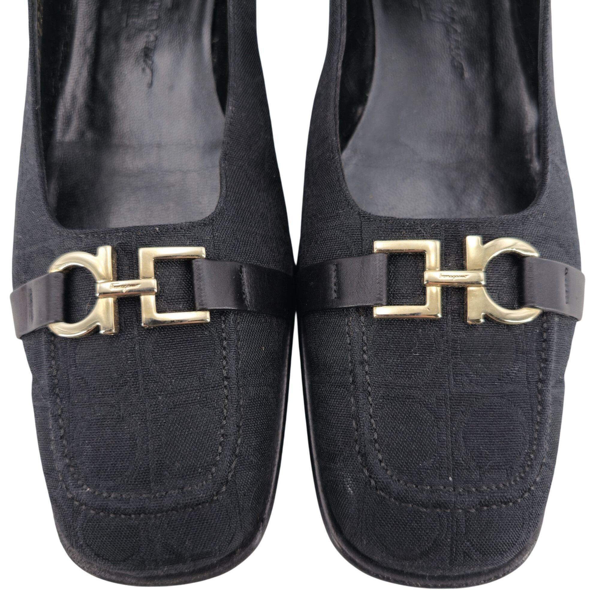 Salvatore Ferragamo Salvatore Ferragamo Italy Womens 8AA Black Signature Gancini Size US 8 / IT 38 - 2 Thumbnail