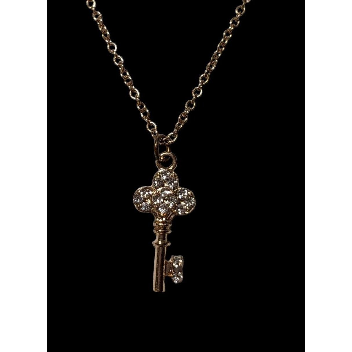 Other Minimalist Glam Gold Rhinestone Key Necklace Size ONE SIZE - 1 Thumbnail