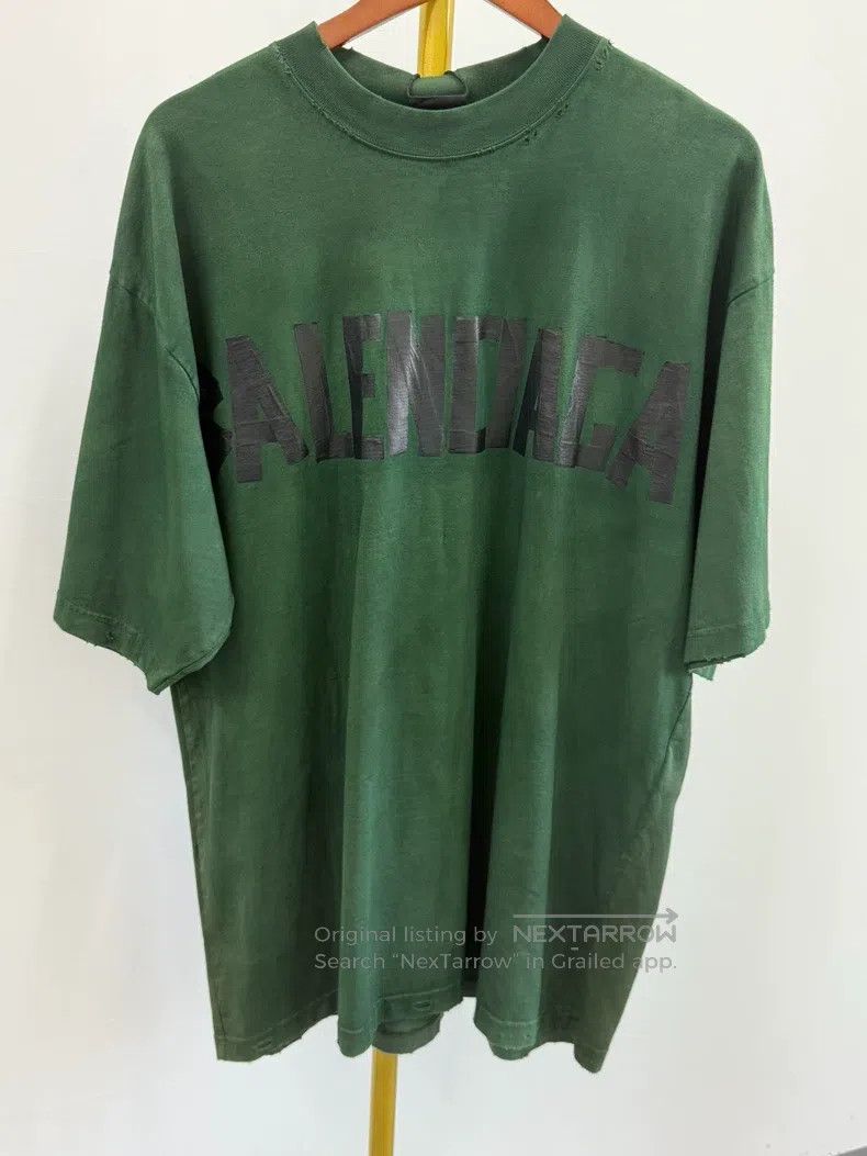 Balenciaga Balenciaga Green Tape Letter Short Sleeve, Size M Size US M / EU 48-50 / 2 - 1 Thumbnail